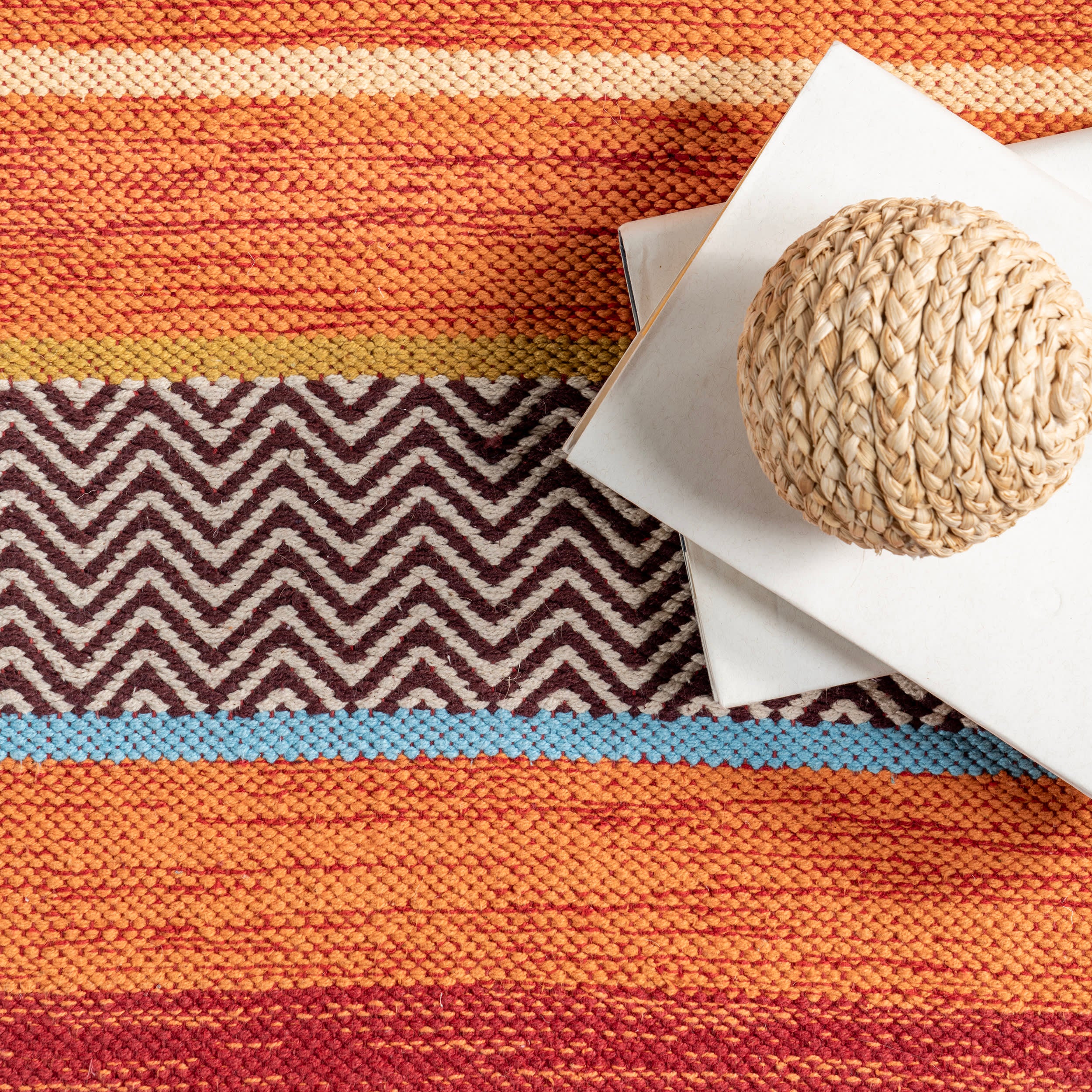 Tribal Stripes Fringe Tassel Rug | Orange - Image 7