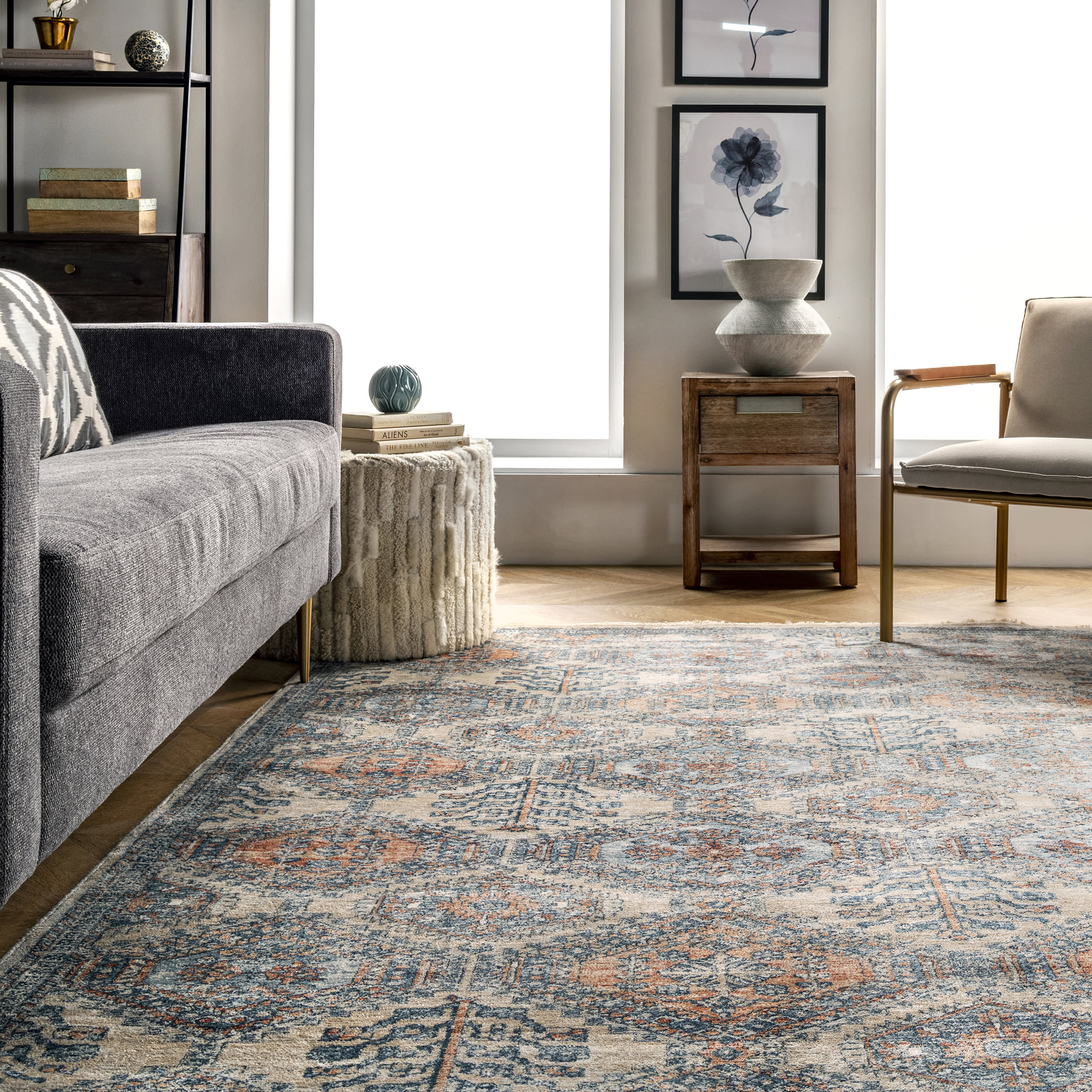 Tribal Trellis Rug | Grey - Image 4