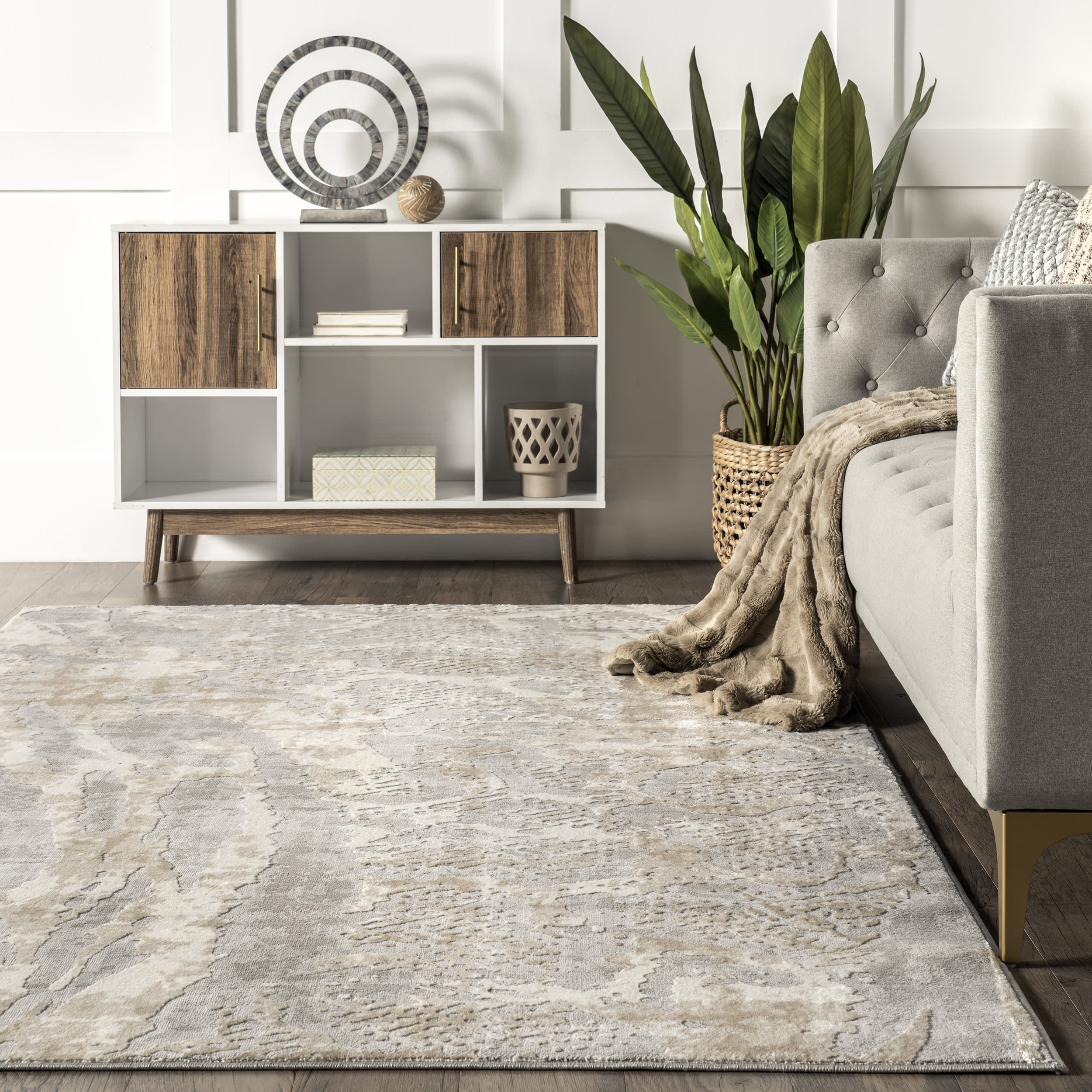 Trina Abstract Waves Rug | Beige - Image 4