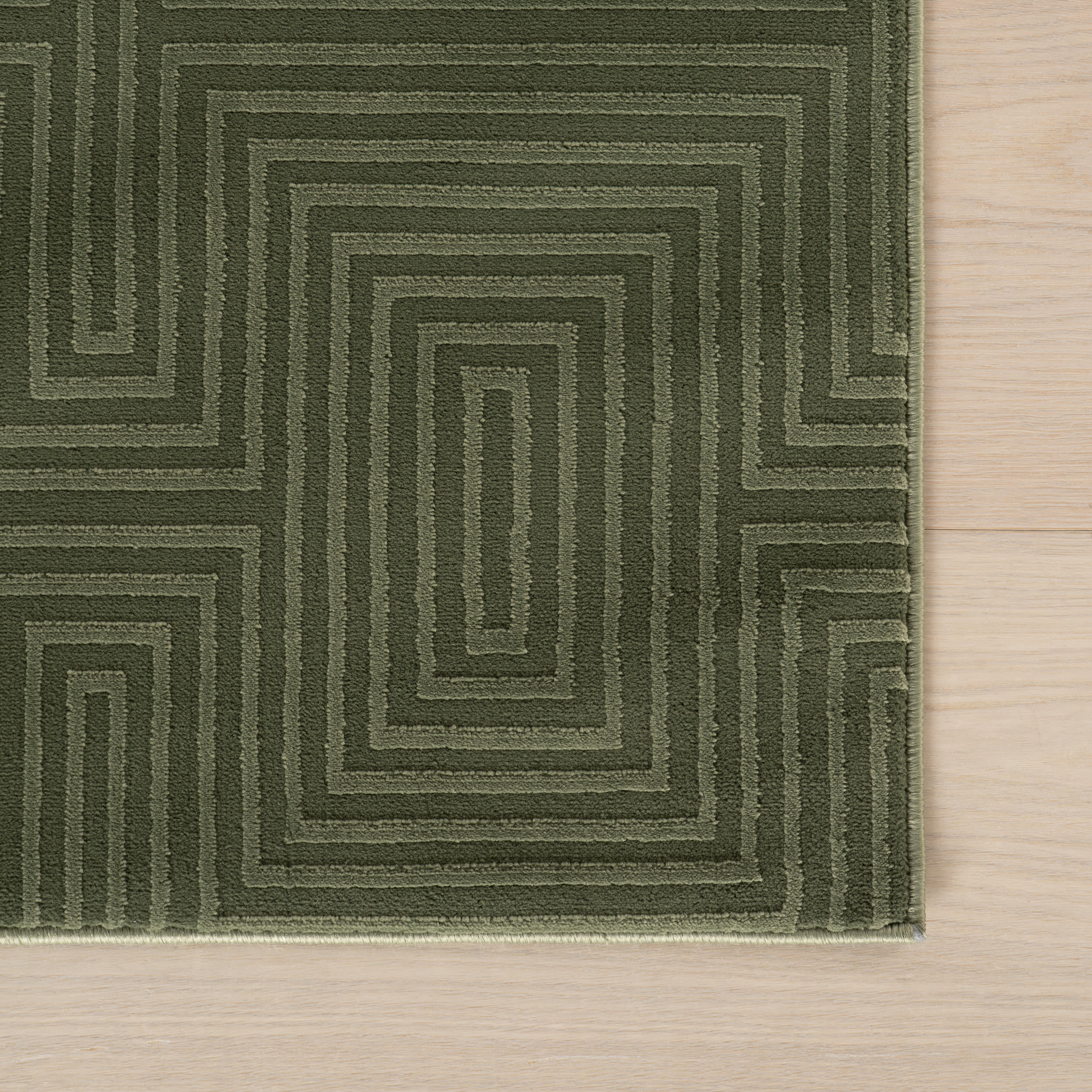Triselle Geometric Plush Textured Washable Rug | Green - Image 4