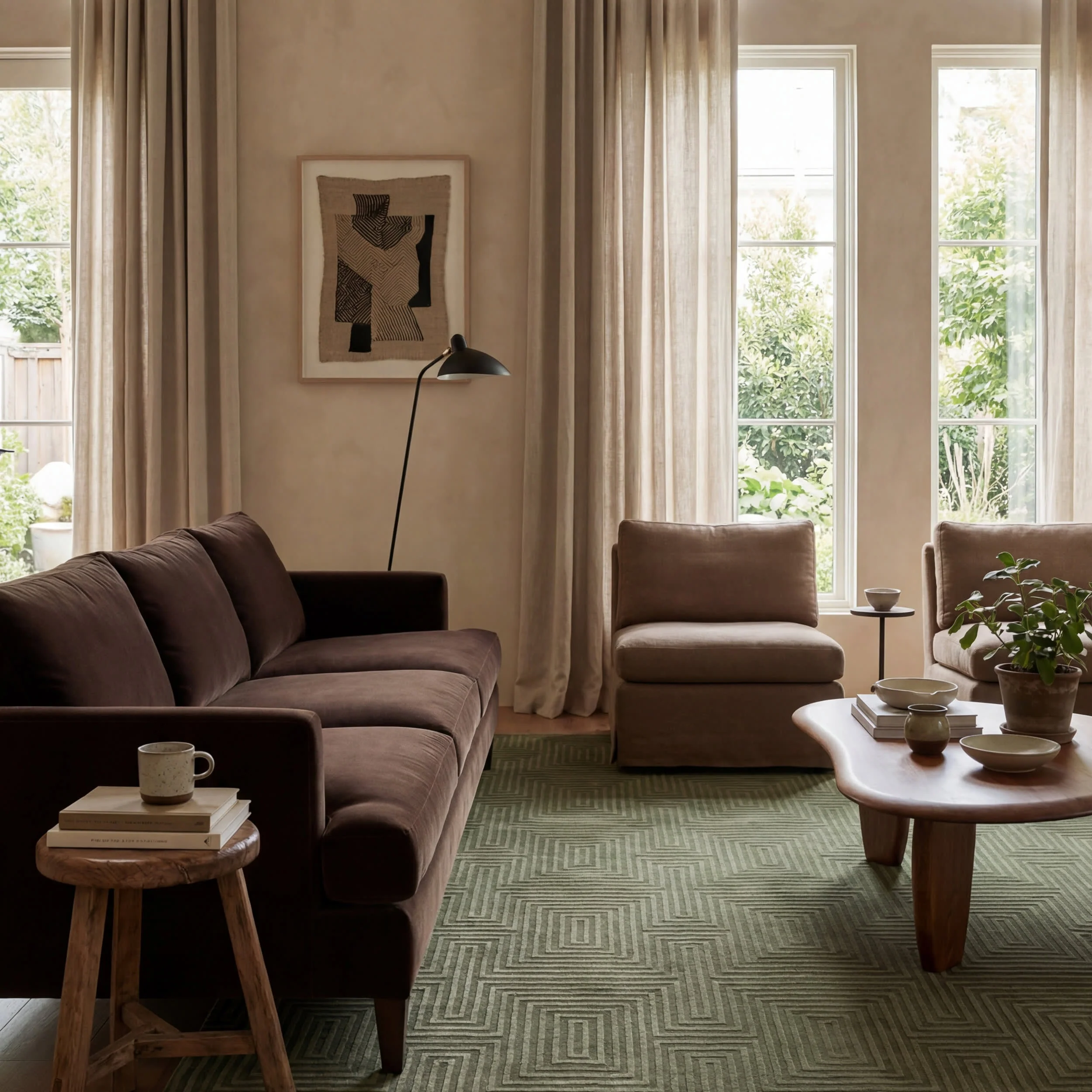 Triselle Geometric Plush Textured Washable Rug | Green - Image 5