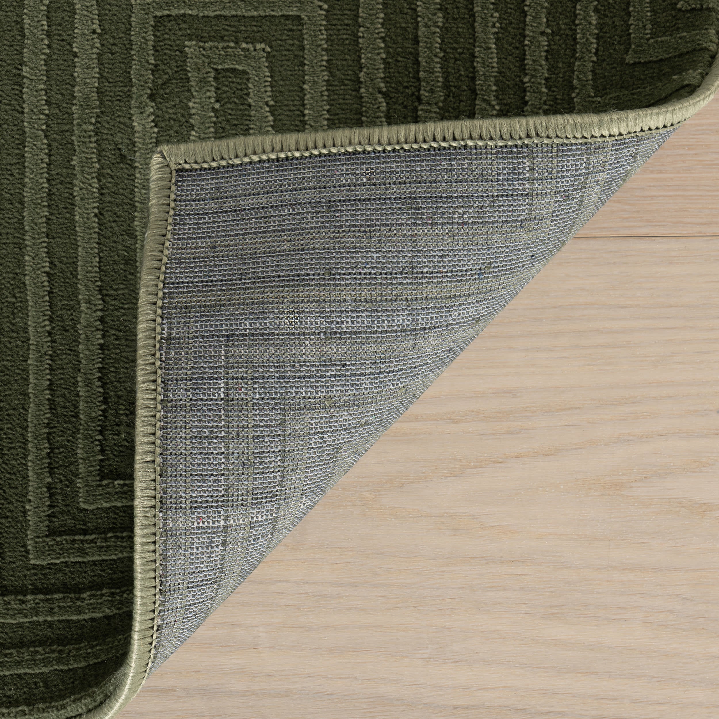 Triselle Geometric Plush Textured Washable Rug | Green - Image 8