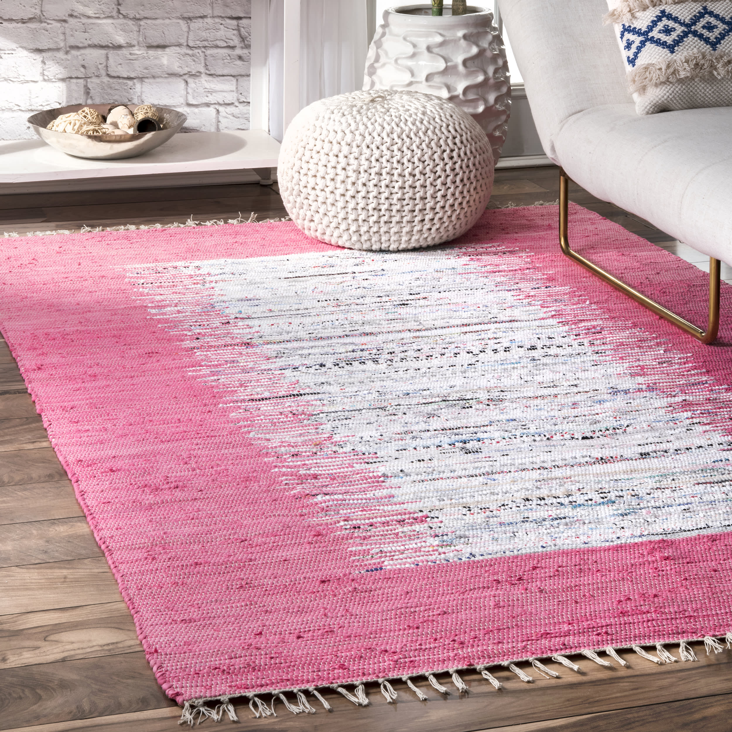 Turin Cotton Flatweave Rug | Pink - Image 2