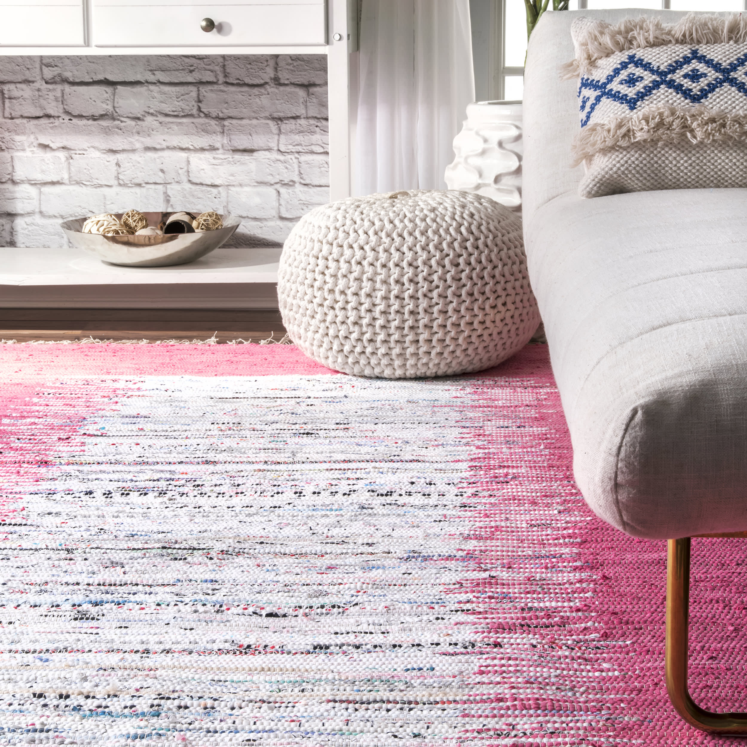 Turin Cotton Flatweave Rug | Pink - Image 4