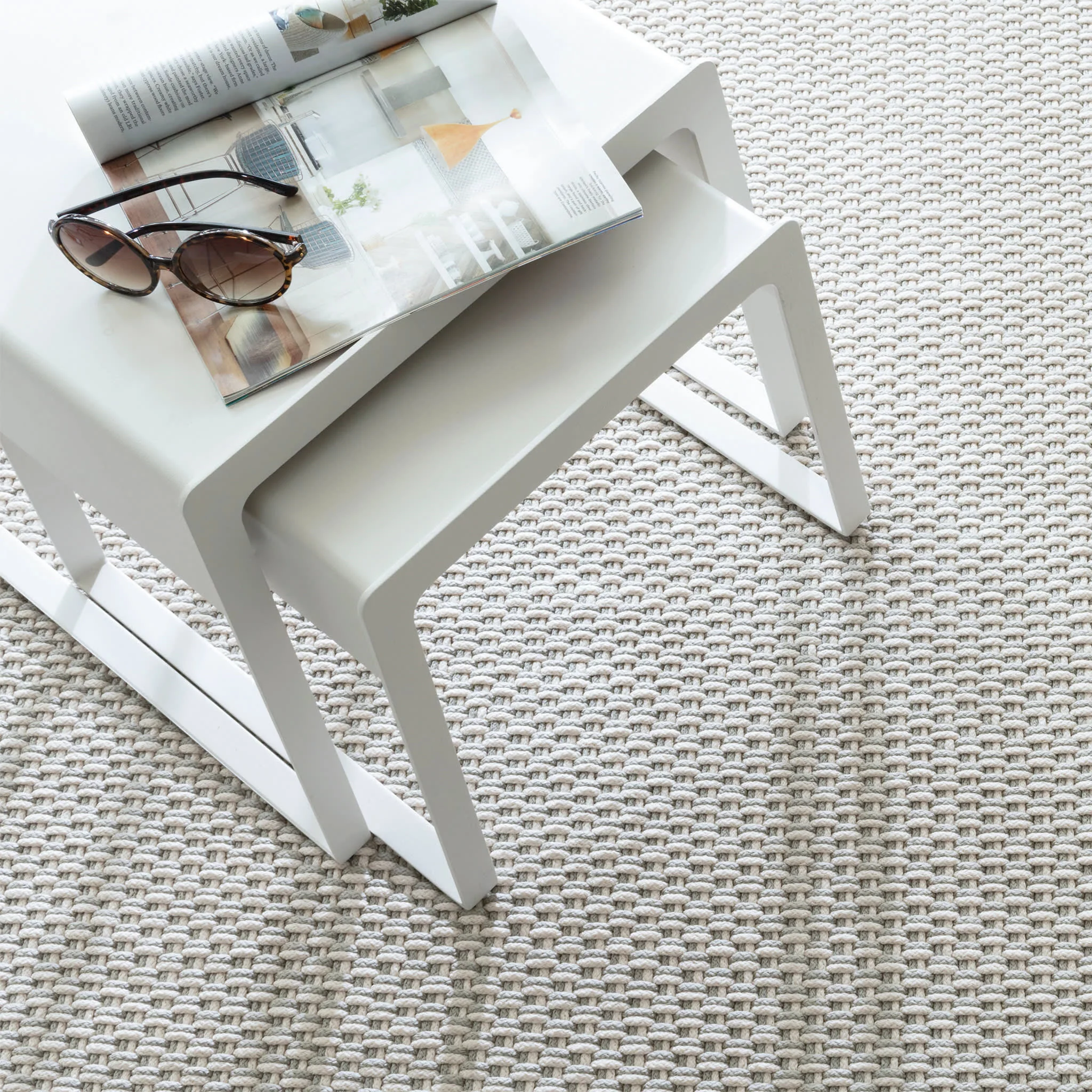 Two-Tone Rope Handwoven Indoor/Outdoor Rug | Platinum/Ivory - Image 2