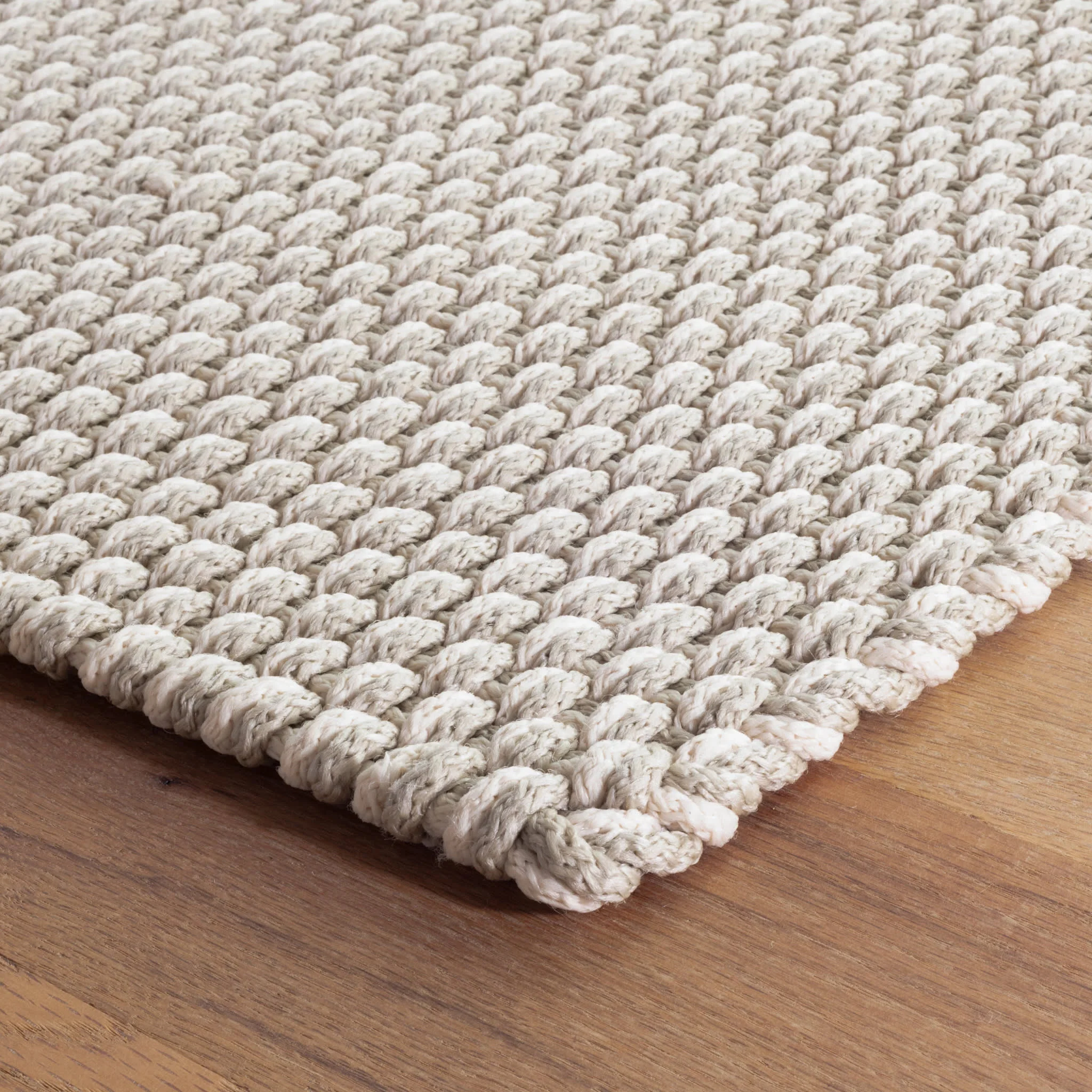 Two-Tone Rope Handwoven Indoor/Outdoor Rug | Platinum/Ivory - Image 3