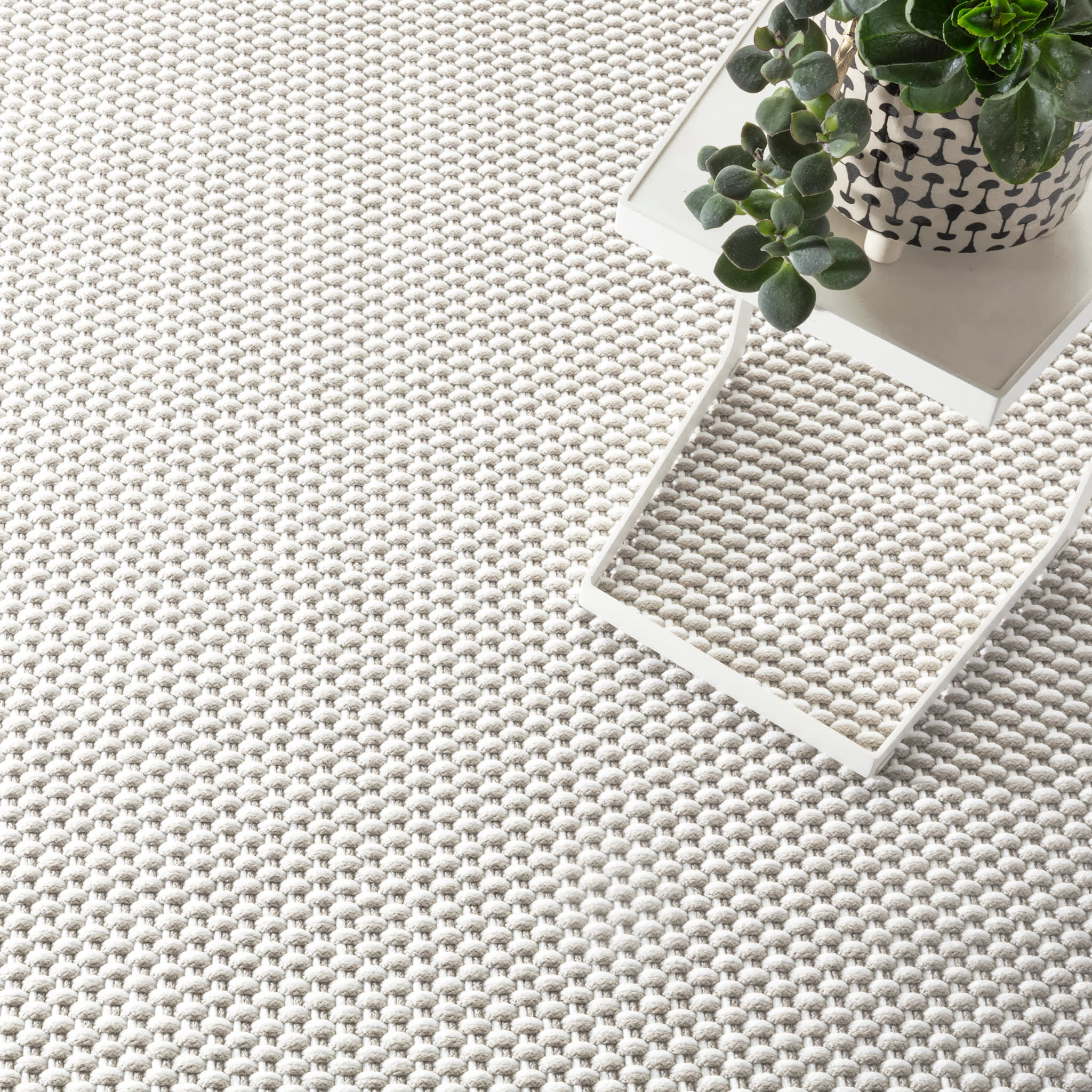 Two-Tone Rope Handwoven Indoor/Outdoor Rug | Platinum/White - Image 3