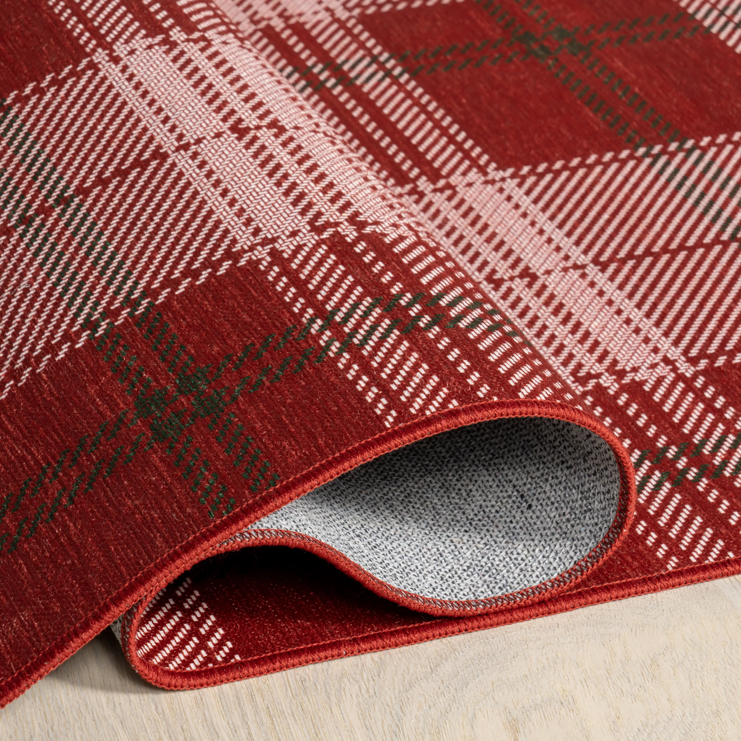 Tytiana Plaid Spill Proof Washable Rug | Red - Image 9