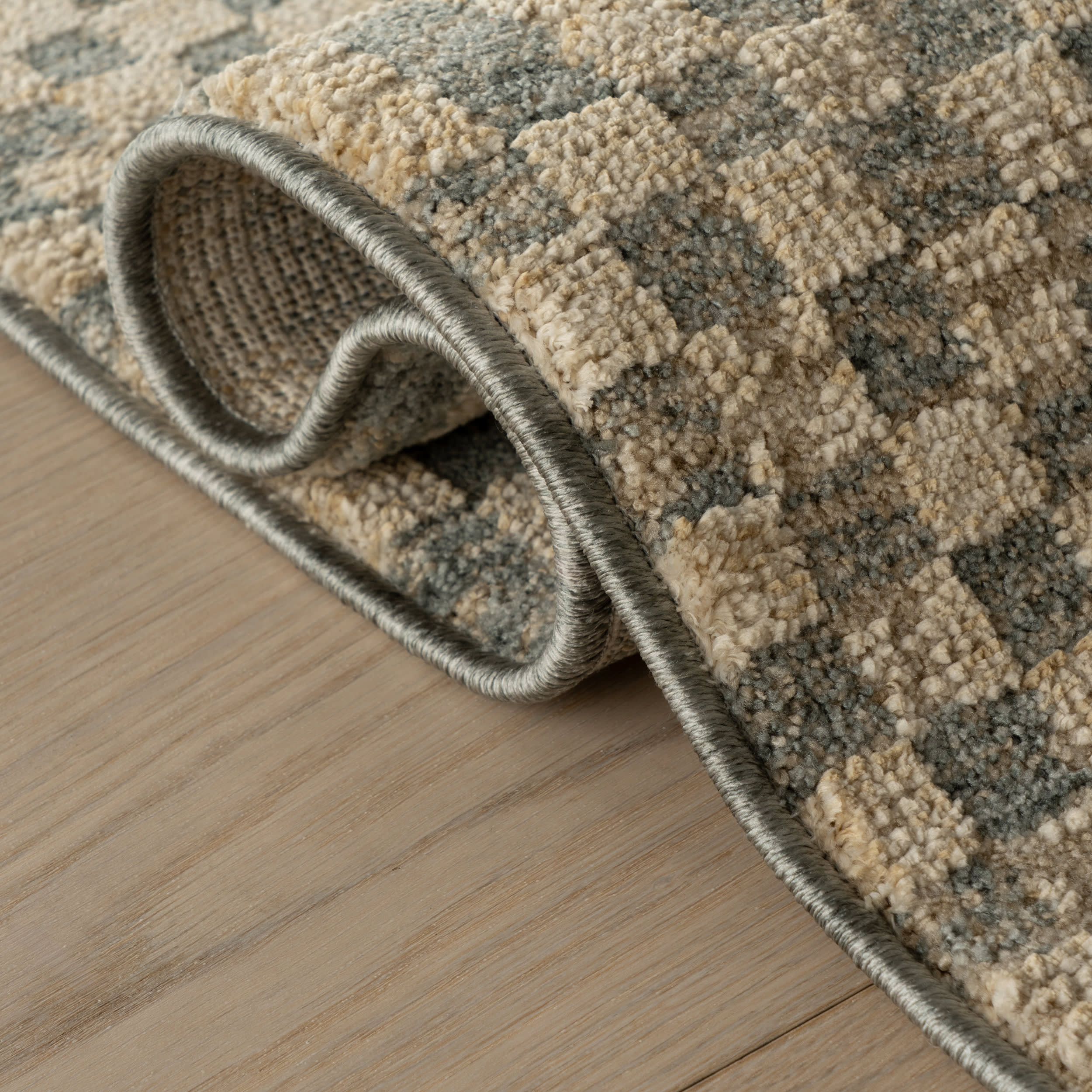 Umbergrid Checkered Rug | Stone - Image 10