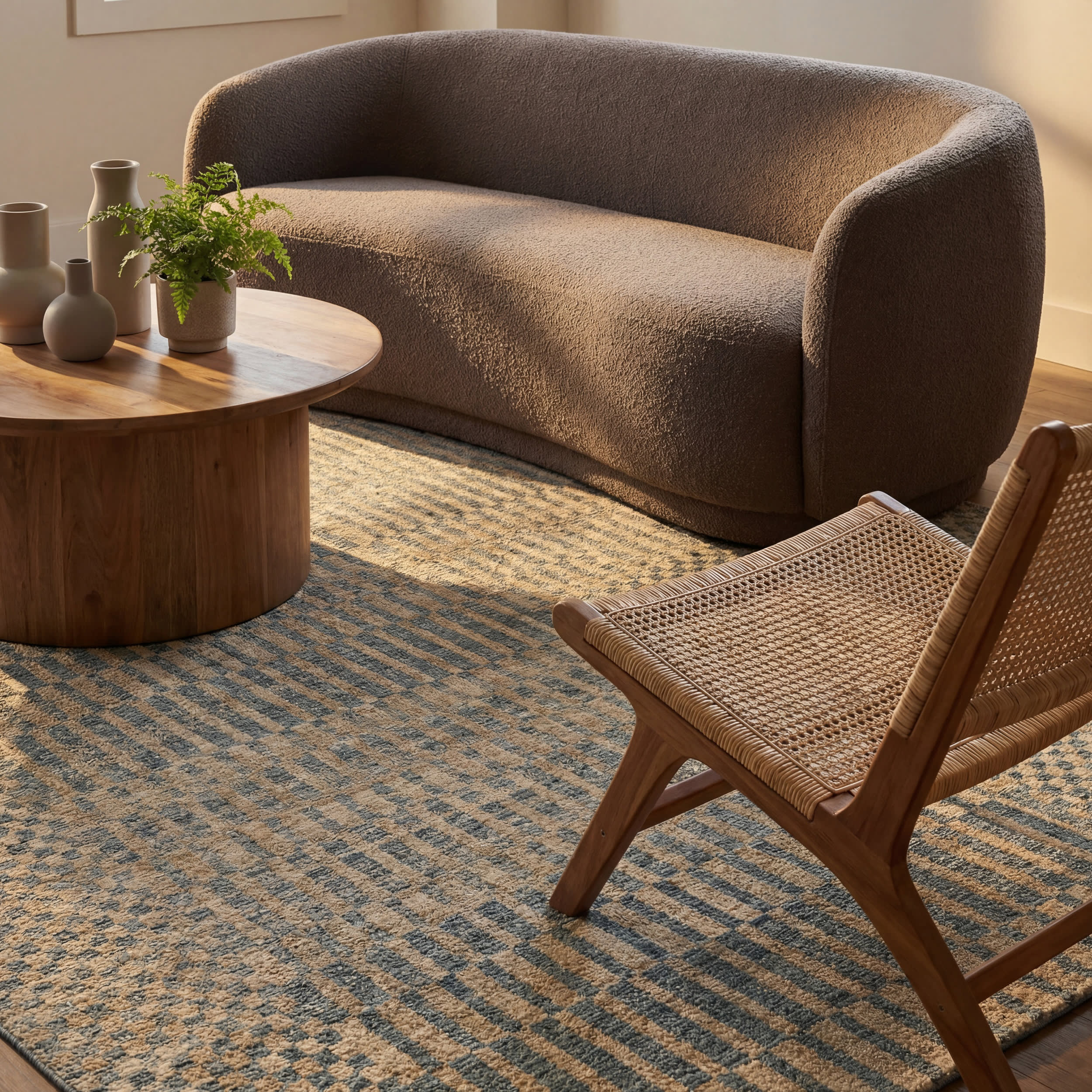 Umbergrid Checkered Rug | Stone - Image 5