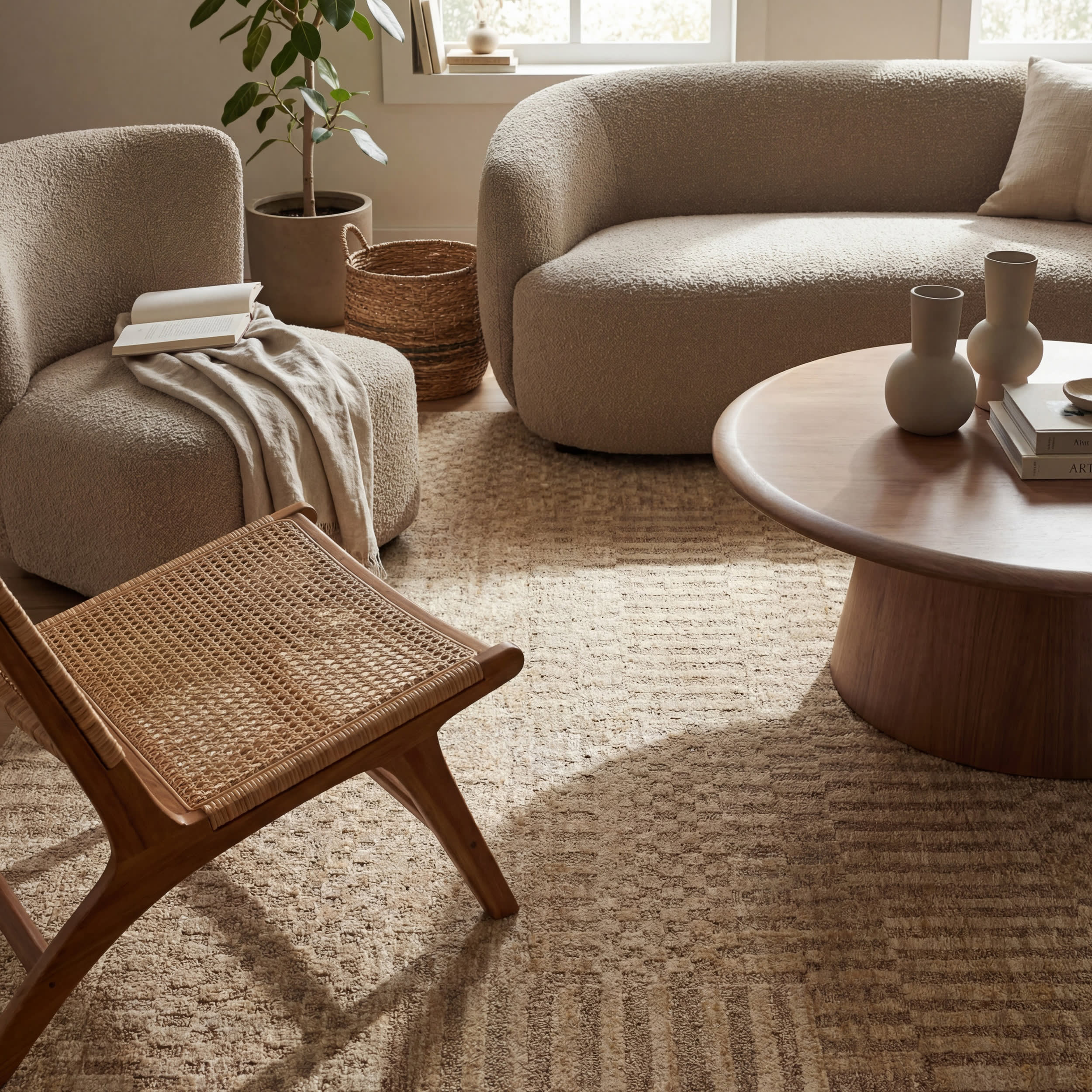 Umbergrid Checkered Rug | Tan - Image 5