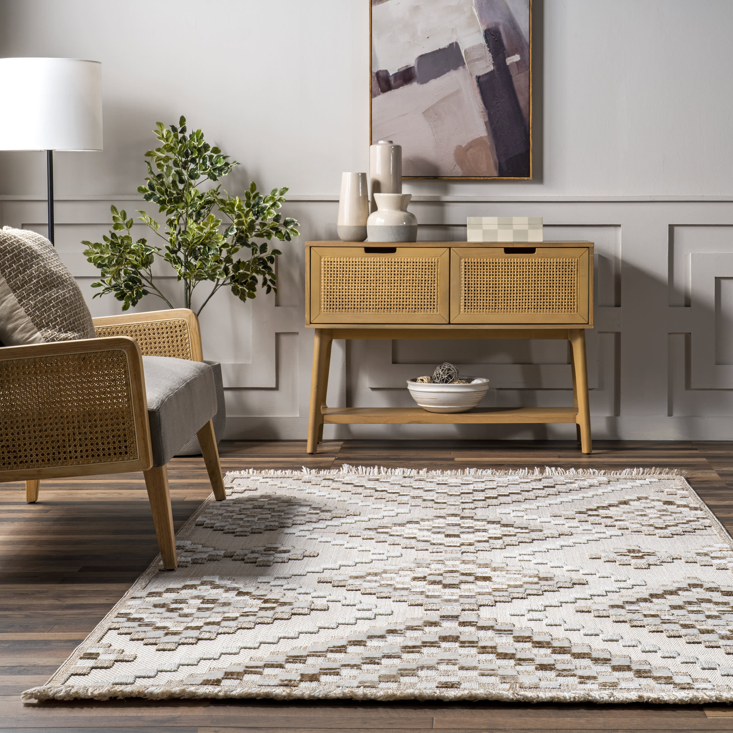 Vahani Iridescent Diamond Rug | Ivory - Image 4