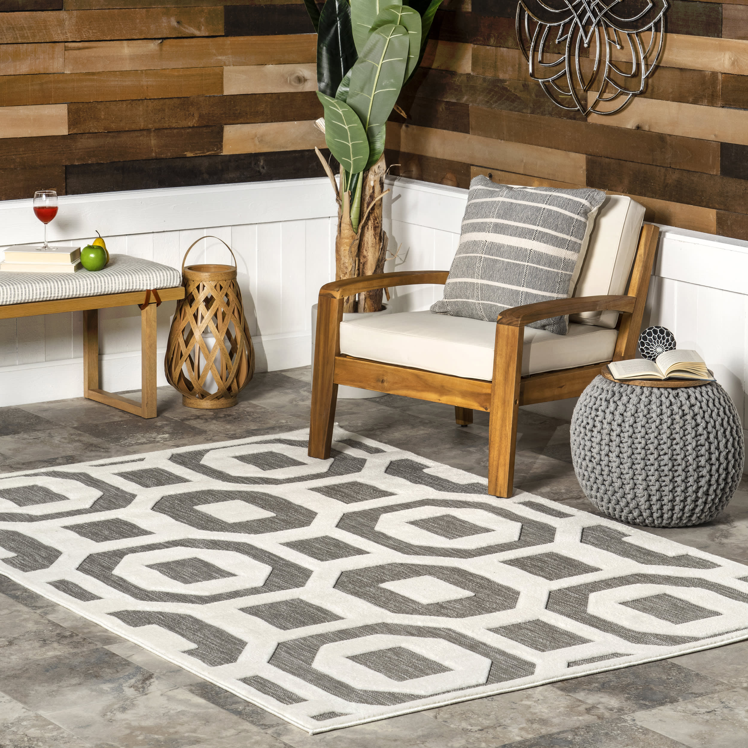 Vail Indoor/Outdoor Geometric Rug | Grey - Image 2