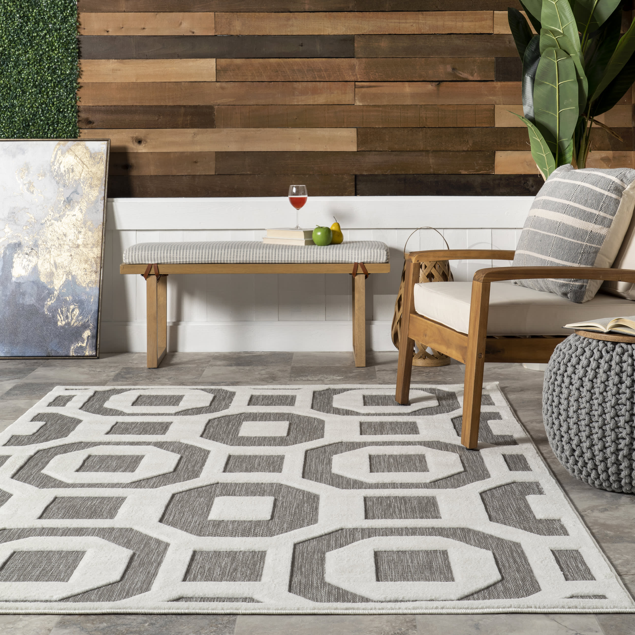 Vail Indoor/Outdoor Geometric Rug | Grey - Image 4