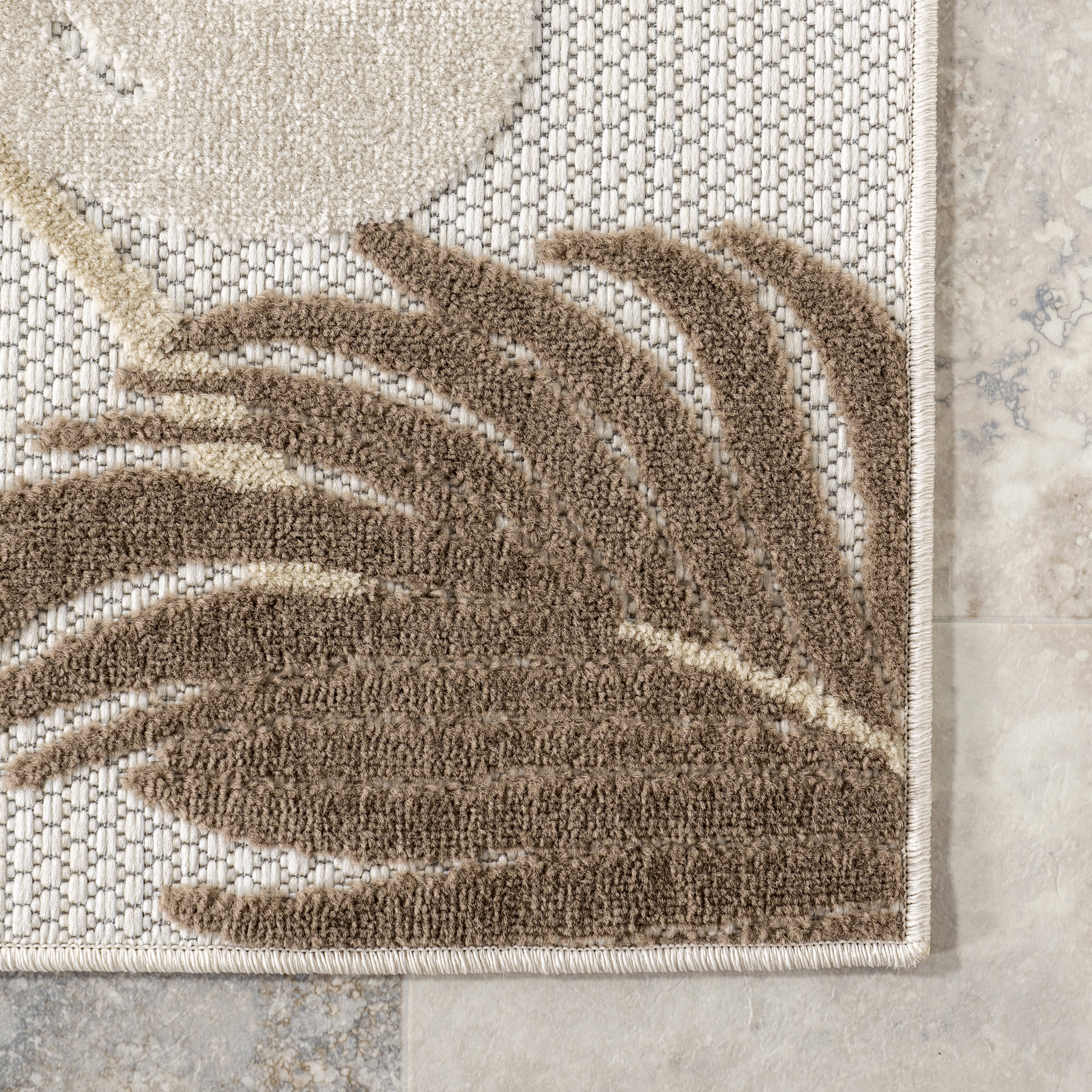 Valentina Leaves Indoor-Outdoor Rug | Beige - Image 3