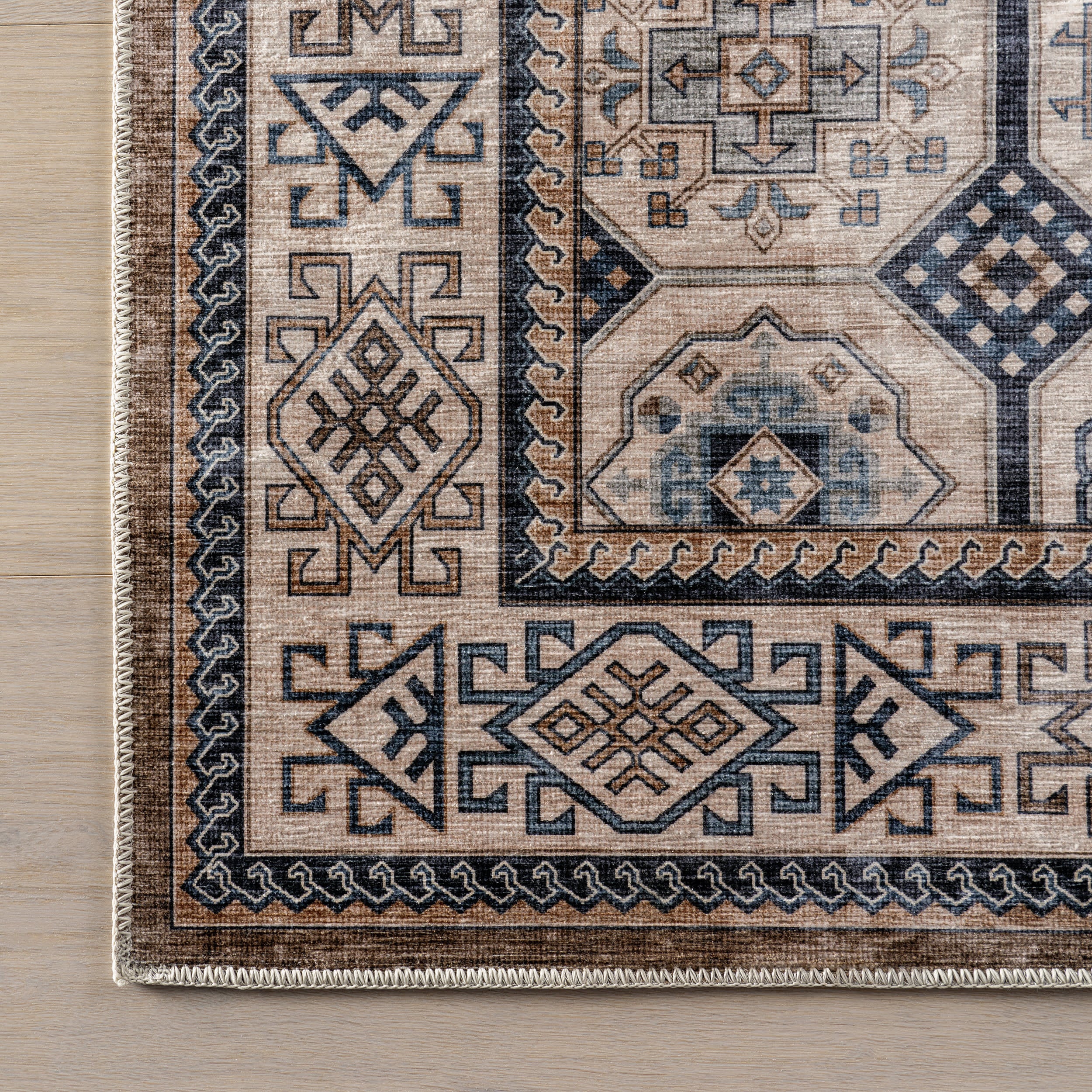 Valerian Tile Spill Proof Washable Rug | Light Beige - Image 4