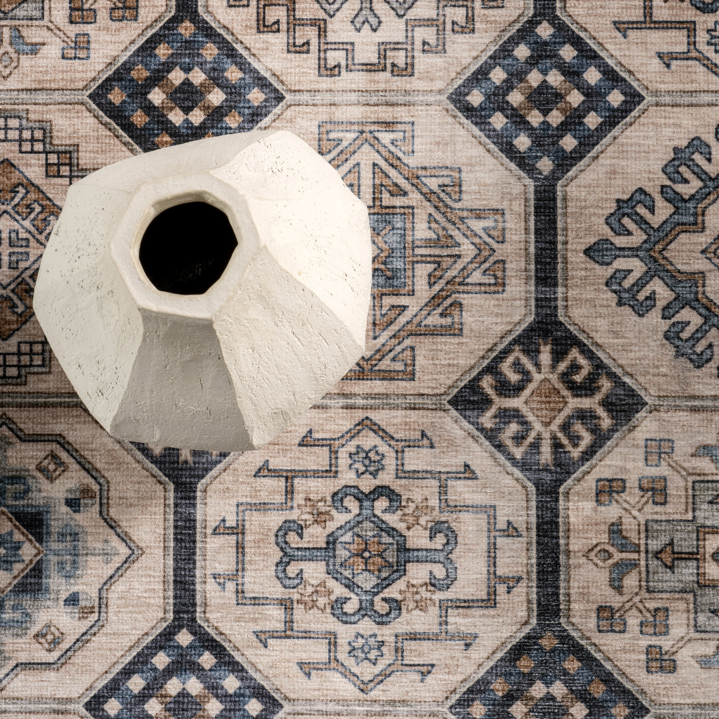 Valerian Tile Spill Proof Washable Rug | Light Beige - Image 8