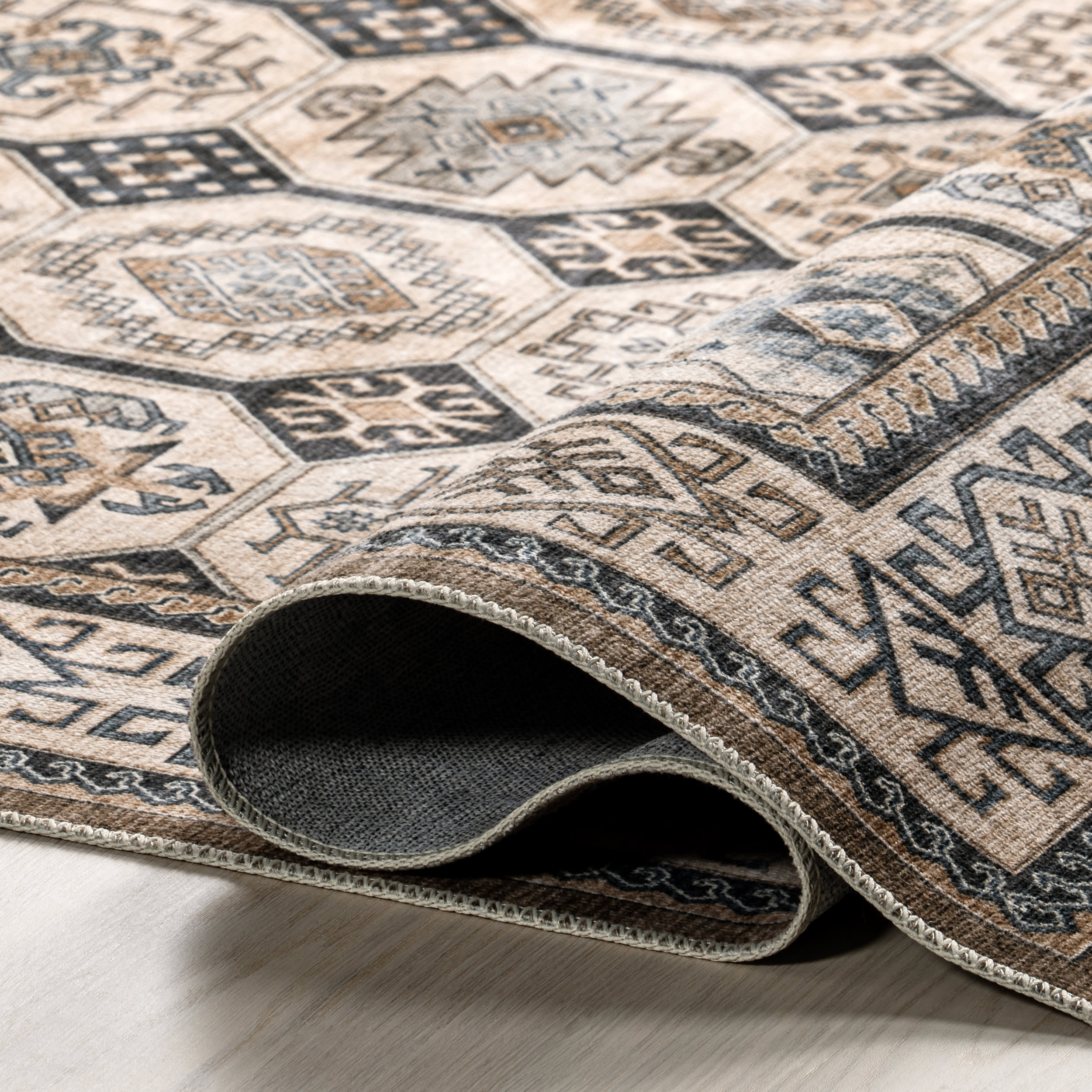Valerian Tile Washable Rug | Light Beige - Image 7