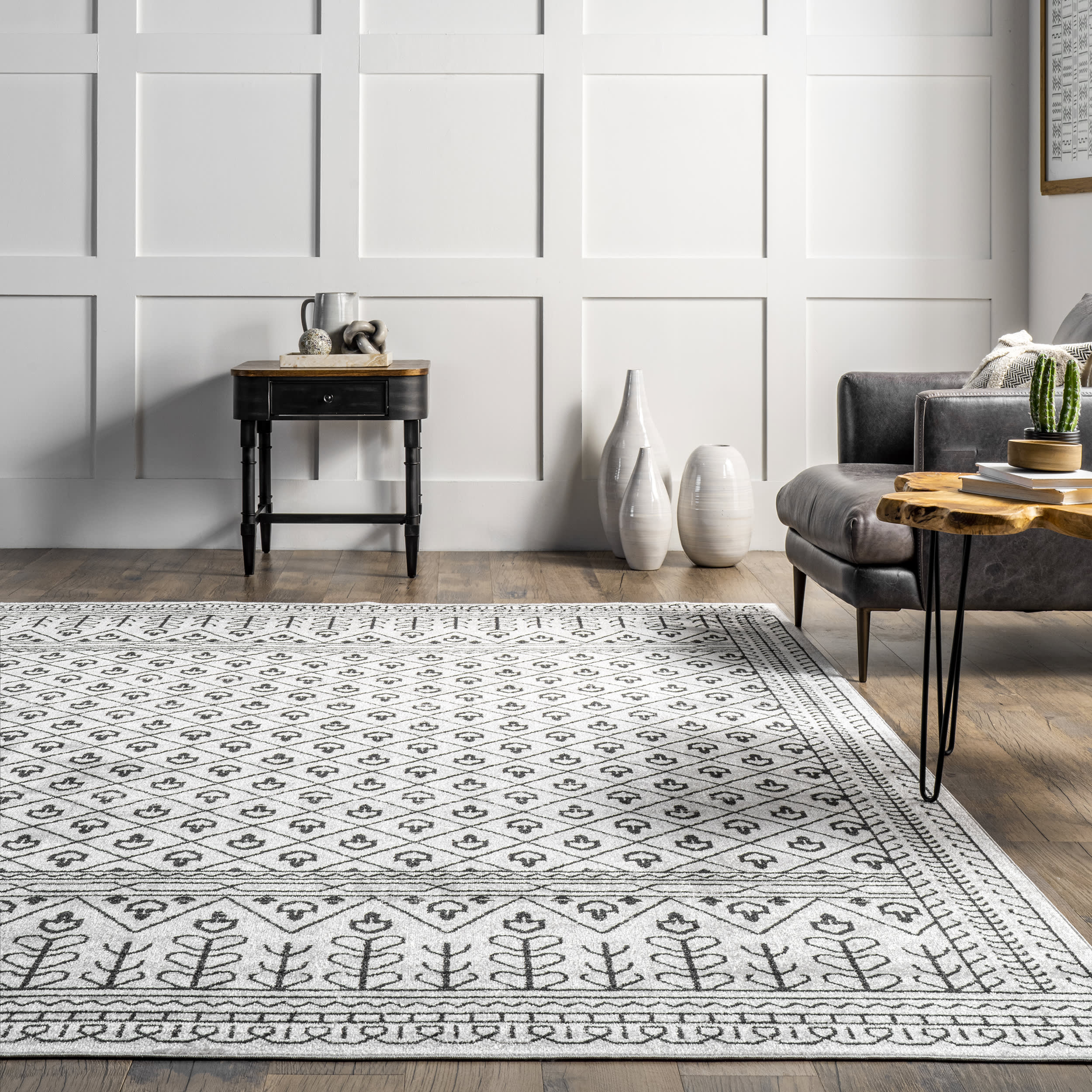 Valerie Washable Graphics Rug | Grey - Image 4