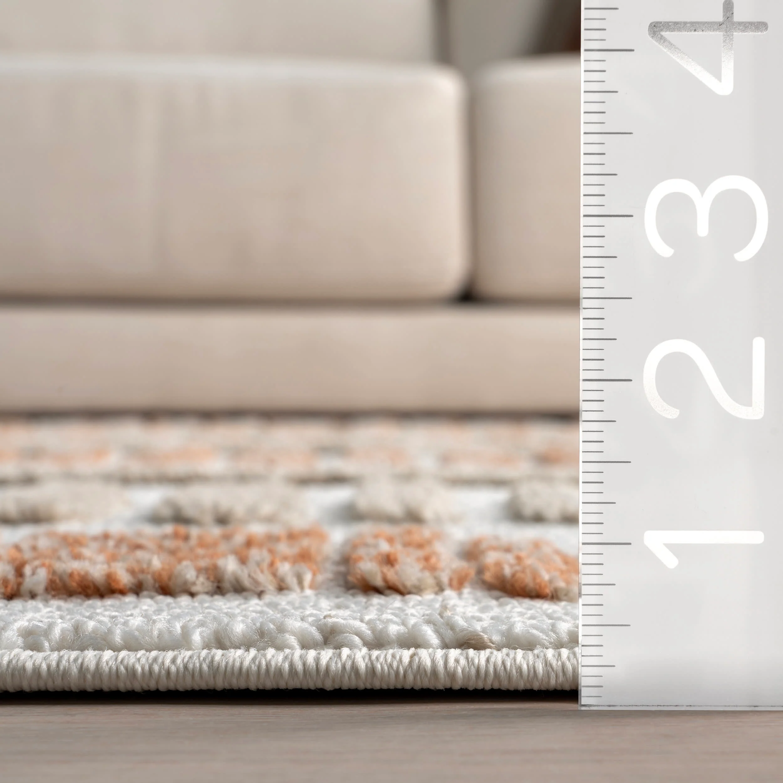 Valli Textured Geometric Tasseled Rug | Beige - Image 5