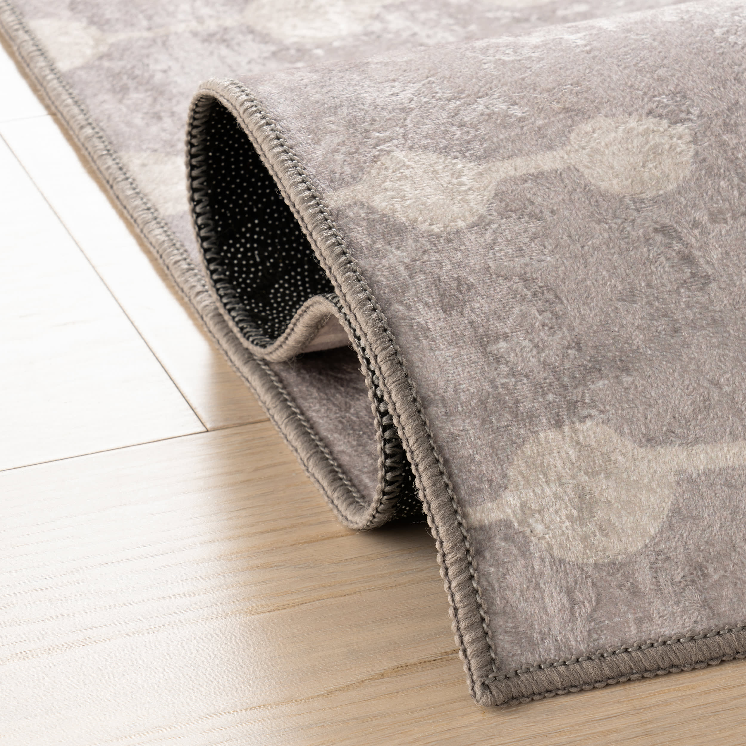 Valti Bohemian Polka Dot Washable Rug | Grey - Image 11