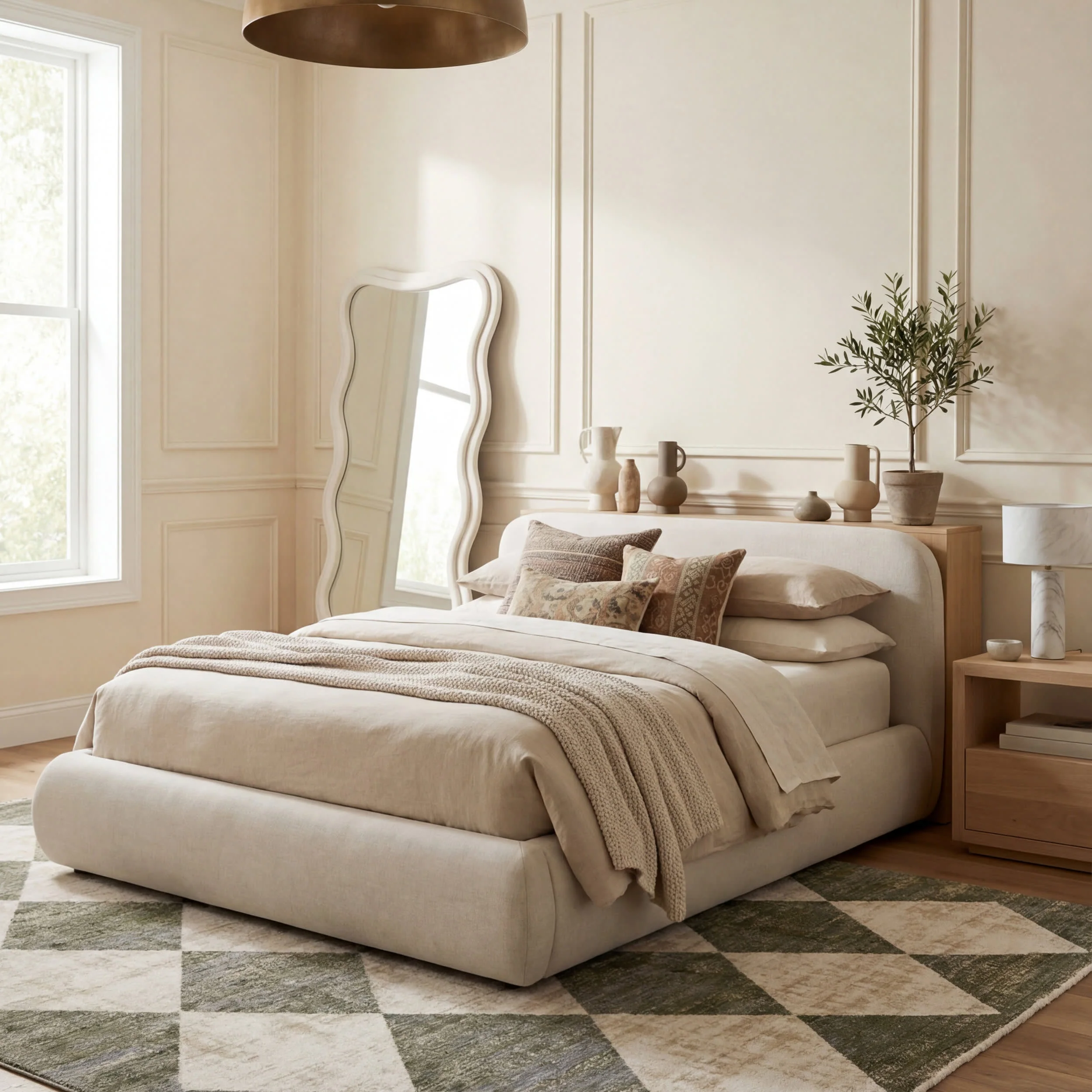 Vanni Checkered Fringed Rug | Green - Image 10