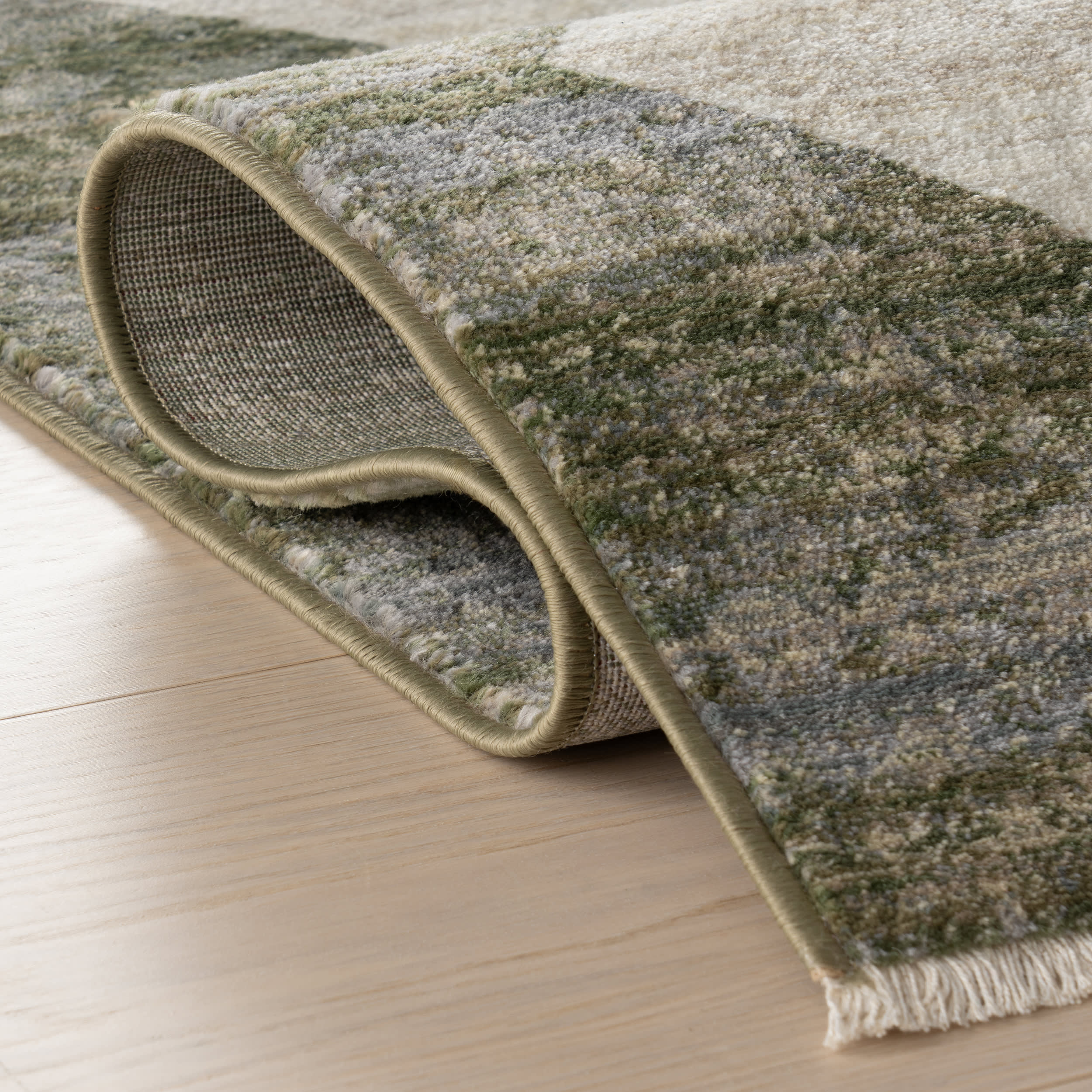 Vanni Checkered Fringed Rug | Green - Image 11
