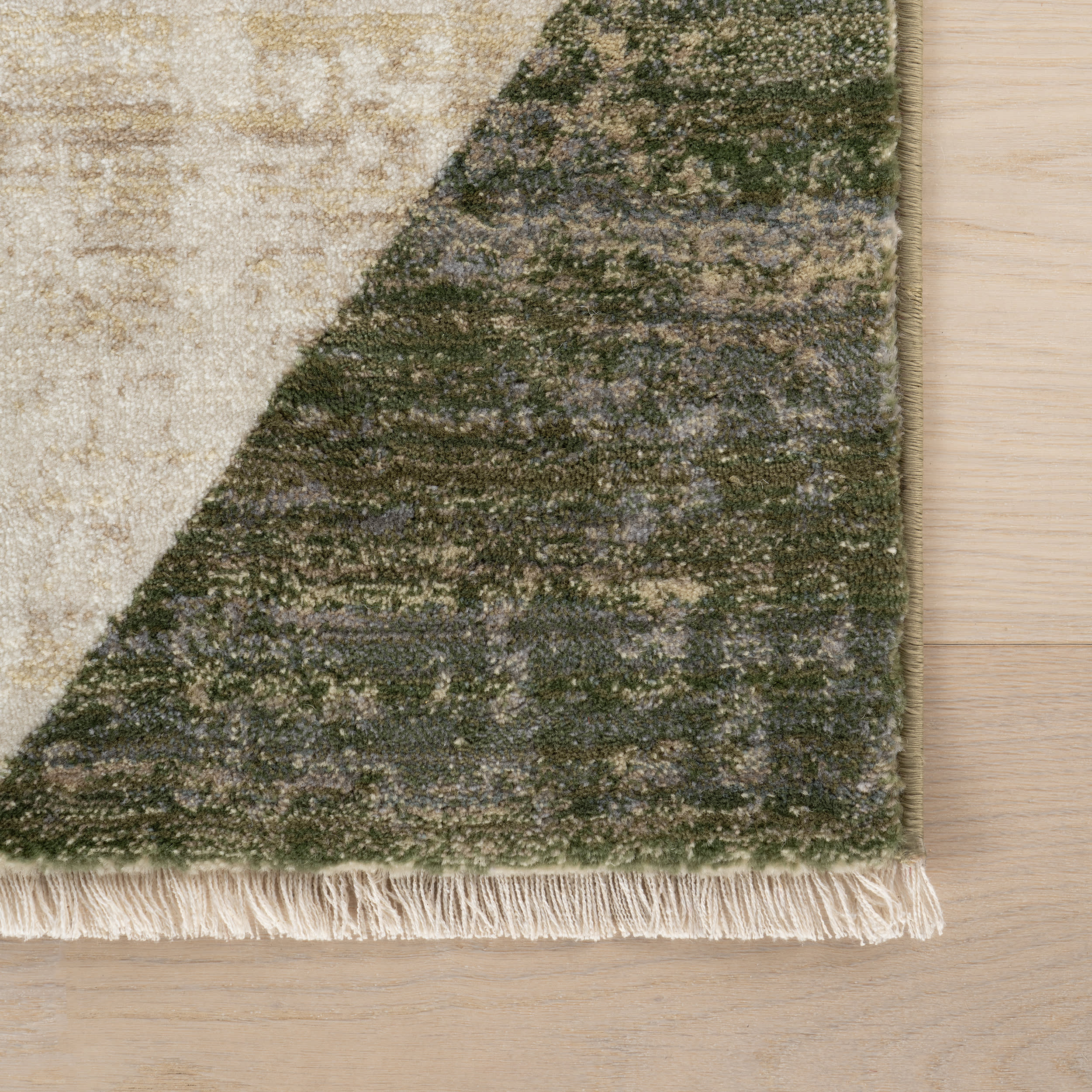 Vanni Checkered Fringed Rug | Green - Image 4