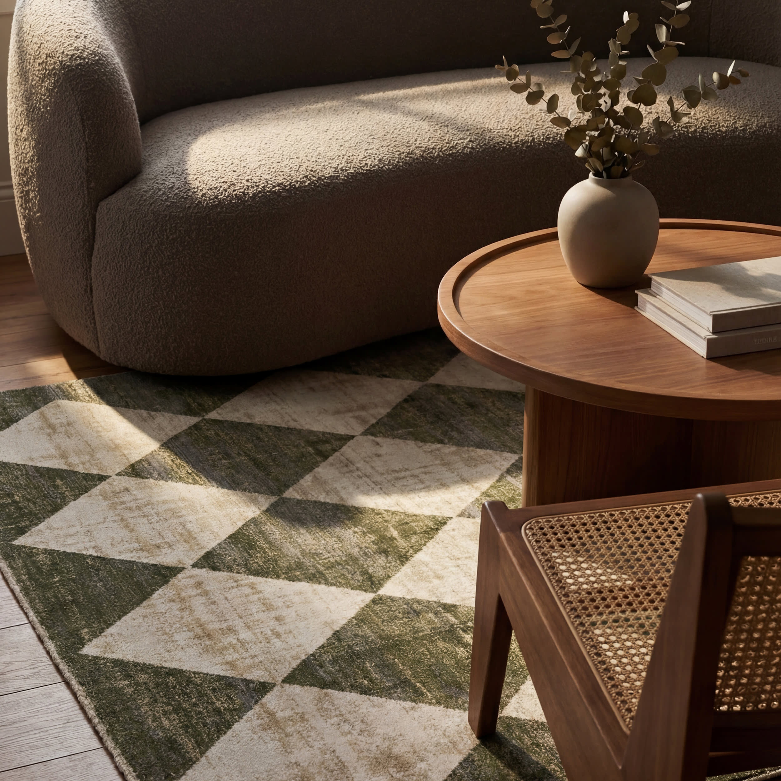 Vanni Checkered Fringed Rug | Green - Image 5
