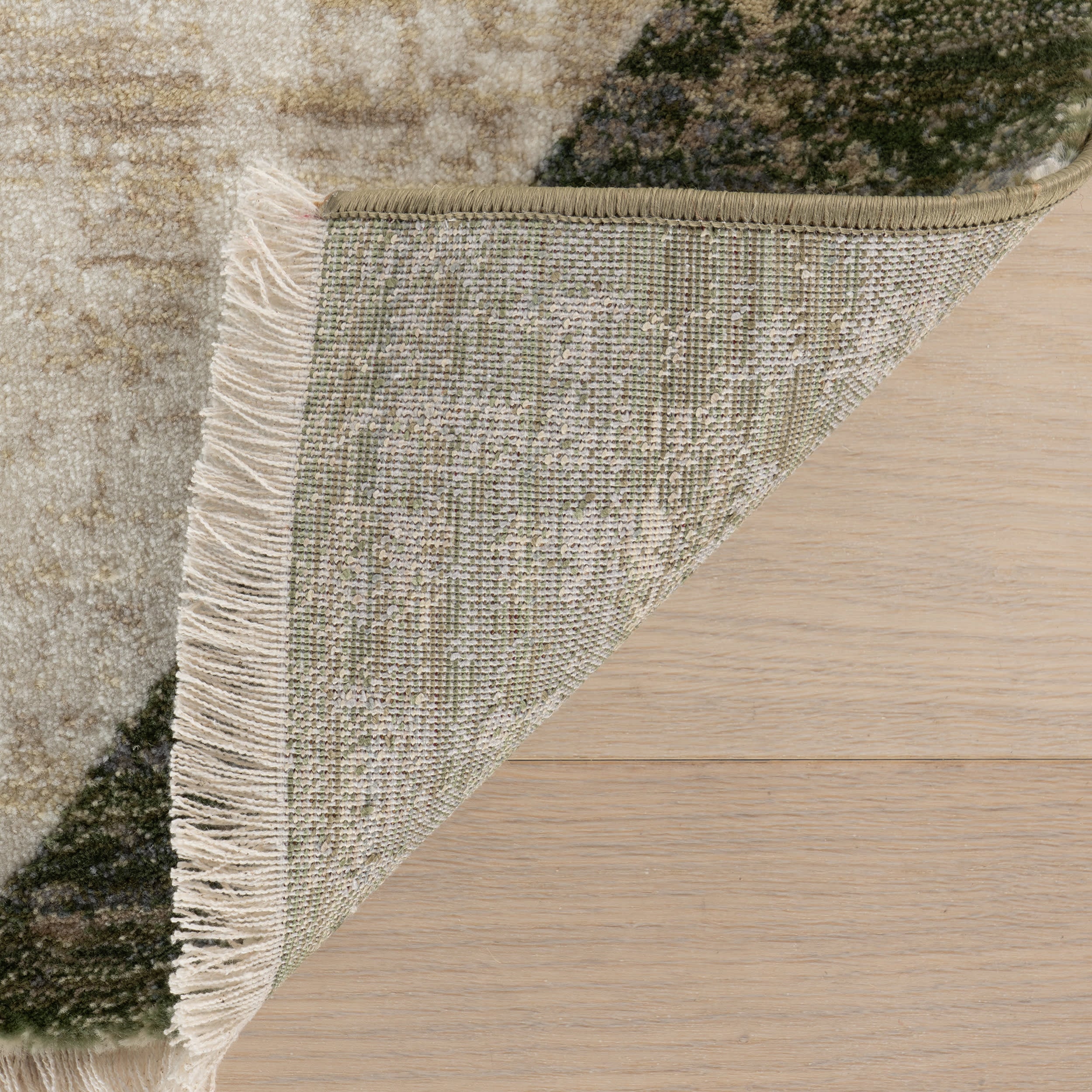 Vanni Checkered Fringed Rug | Green - Image 8