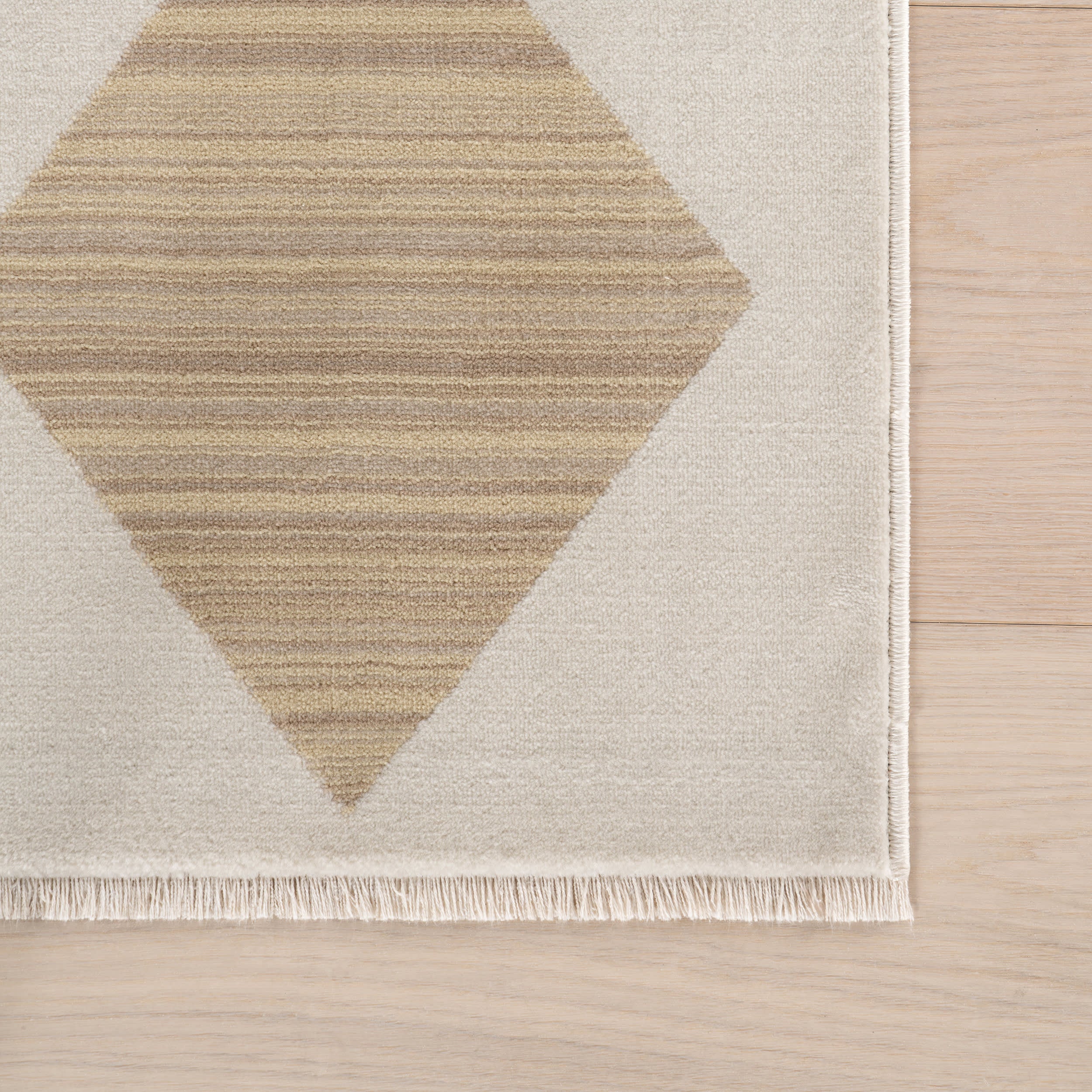 Vanni Checkered Fringed Rug | Ivory - Image 4