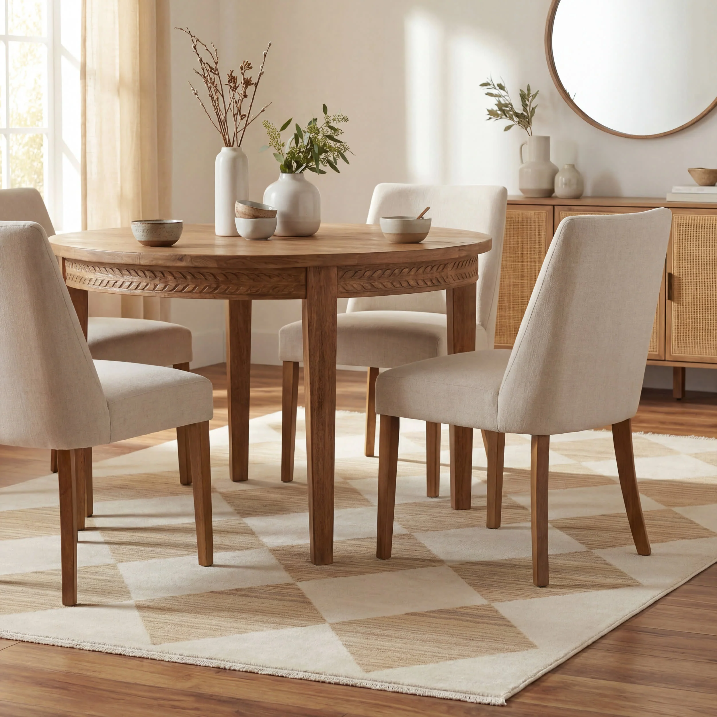 Vanni Checkered Fringed Rug | Ivory - Image 7