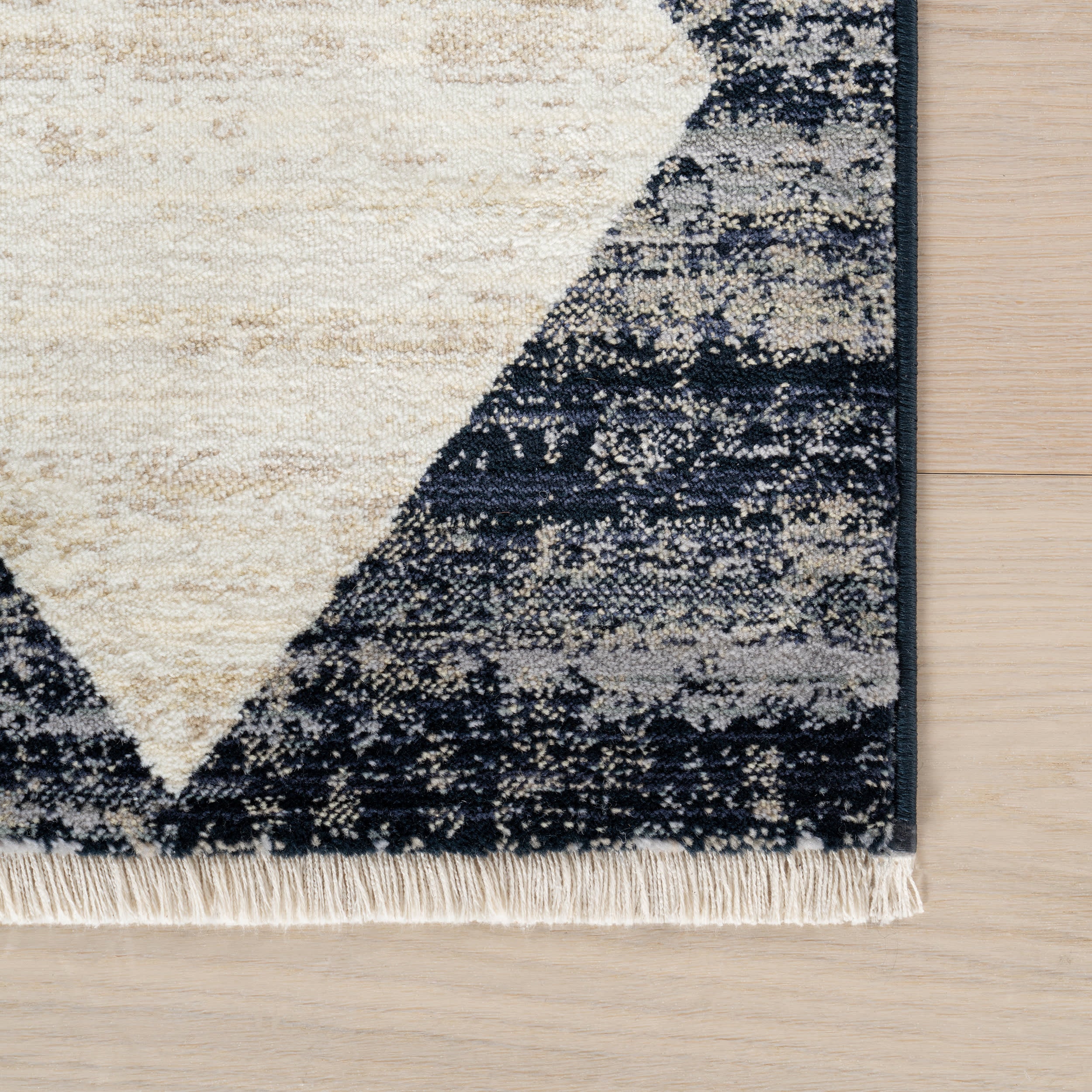 Vanni Checkered Fringed Rug | Navy - Image 4