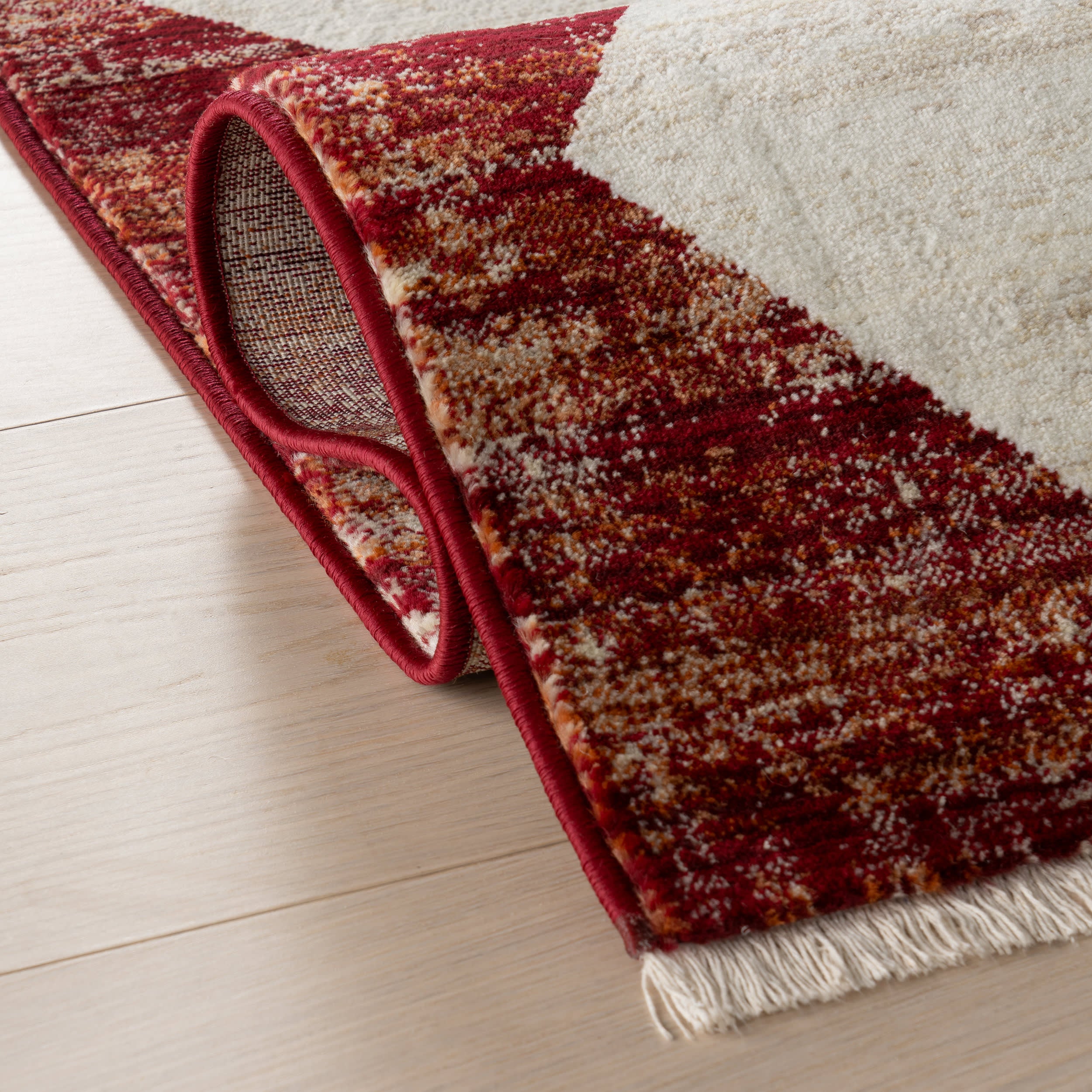 Vanni Checkered Fringed Rug | Red - Image 11