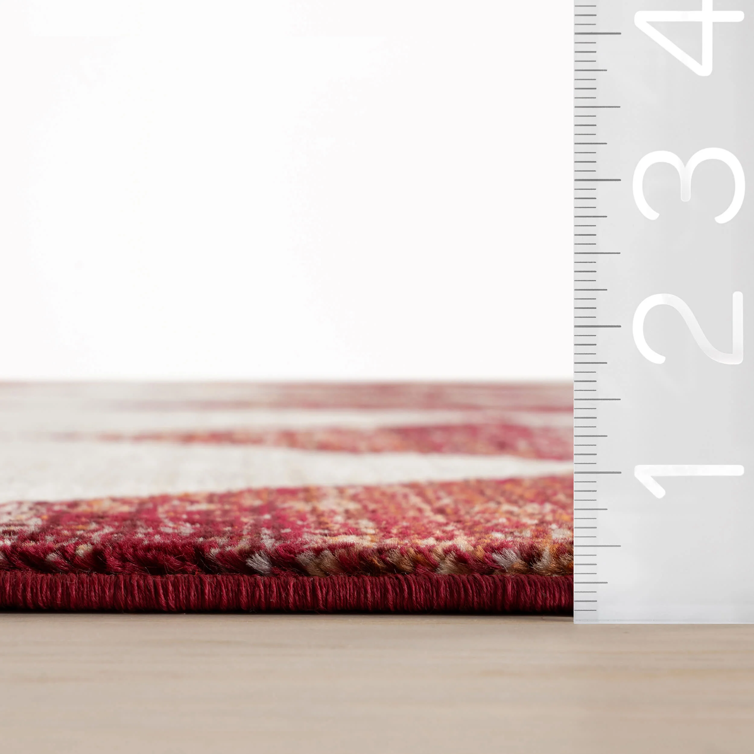 Vanni Checkered Fringed Rug | Red - Image 6
