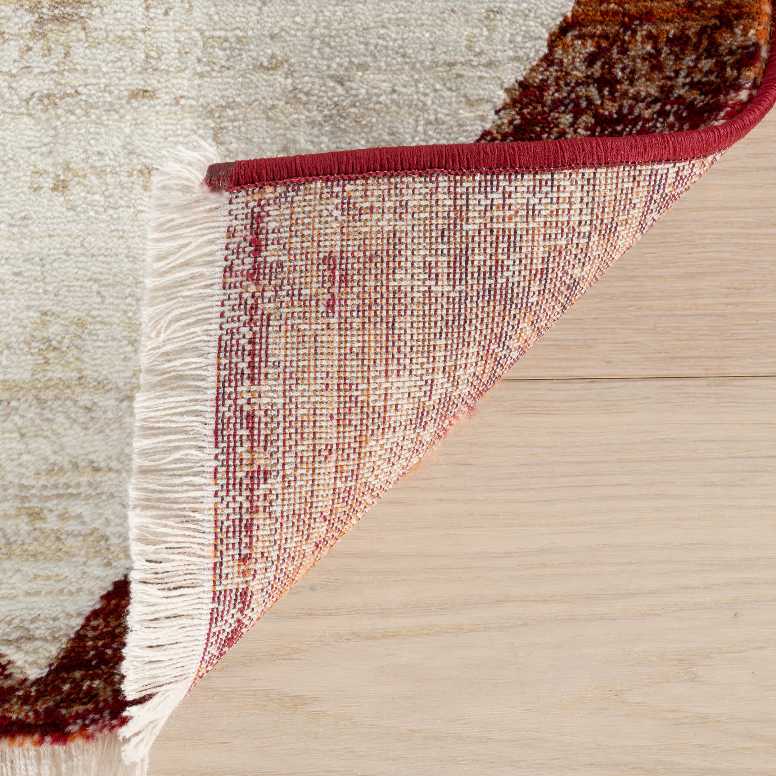 Vanni Checkered Fringed Rug | Red - Image 8