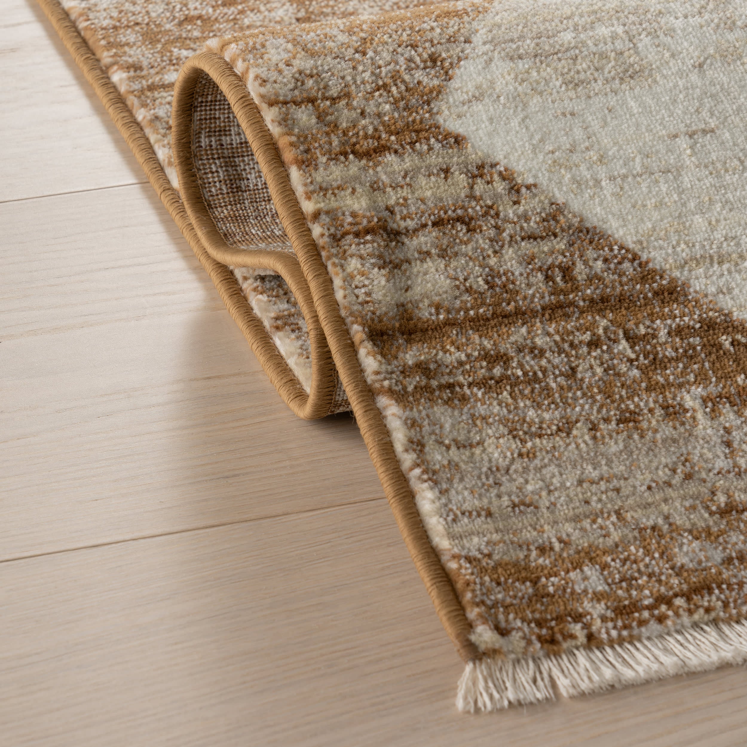Vanni Checkered Fringed Rug | Tan - Image 11