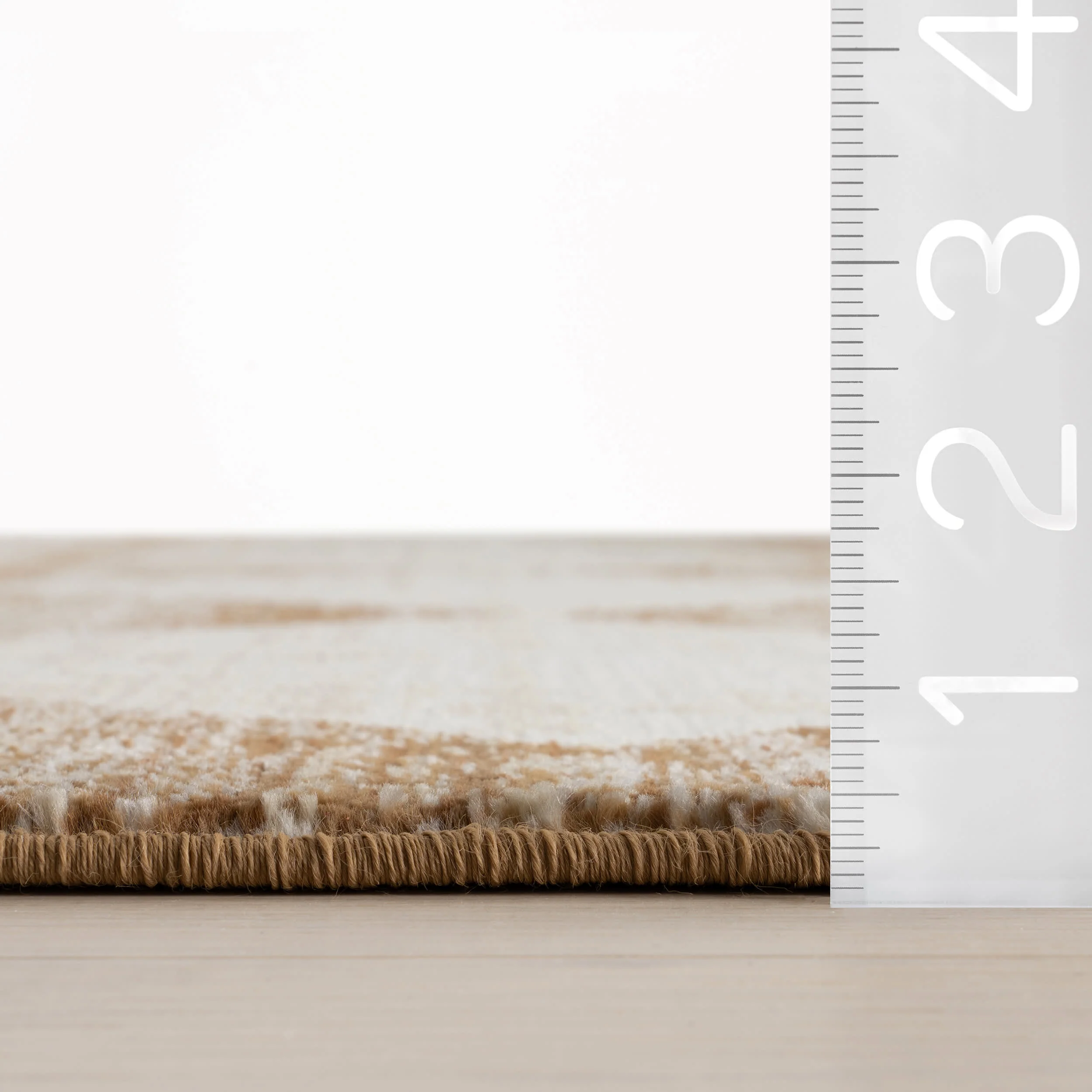 Vanni Checkered Fringed Rug | Tan - Image 6