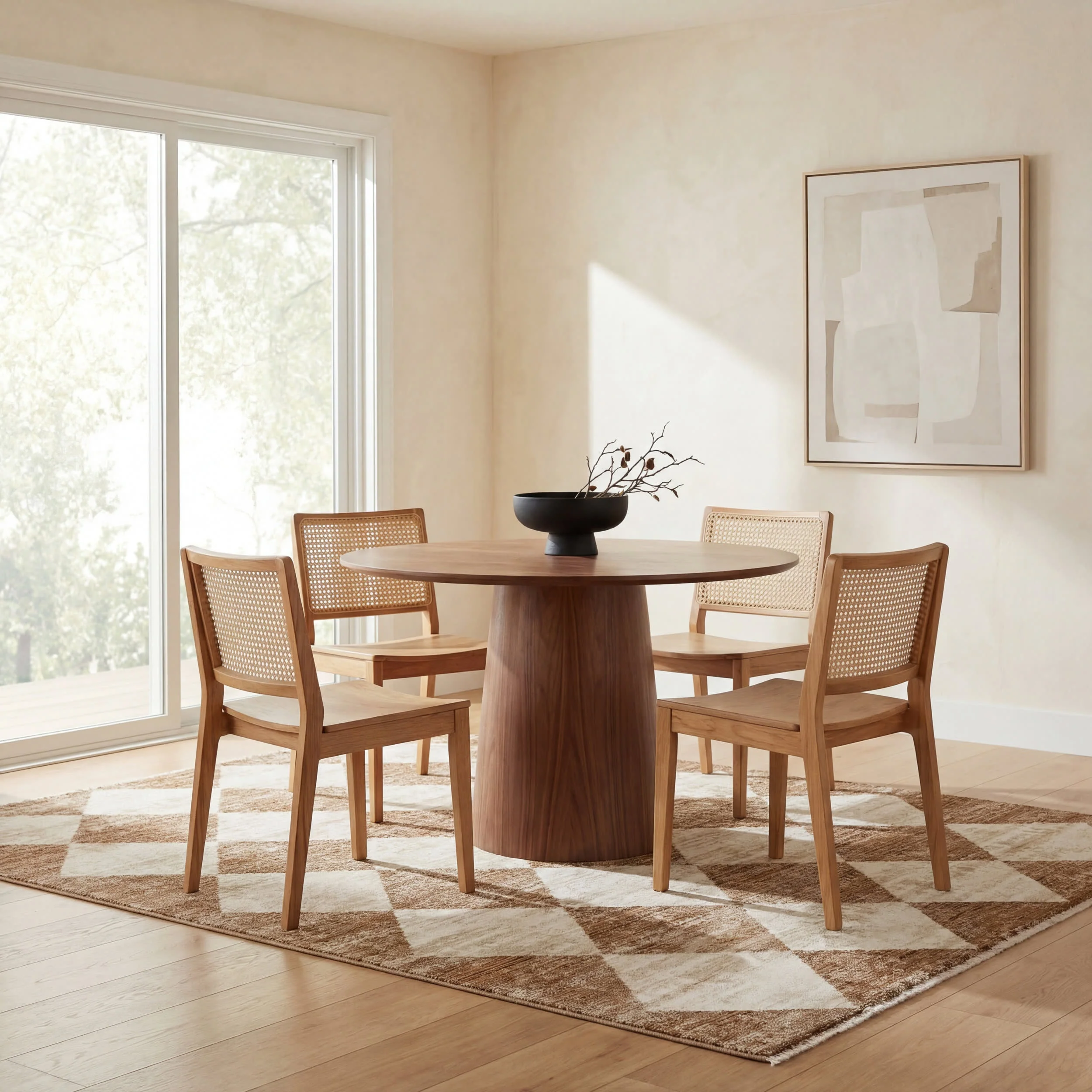 Vanni Checkered Fringed Rug | Tan - Image 7