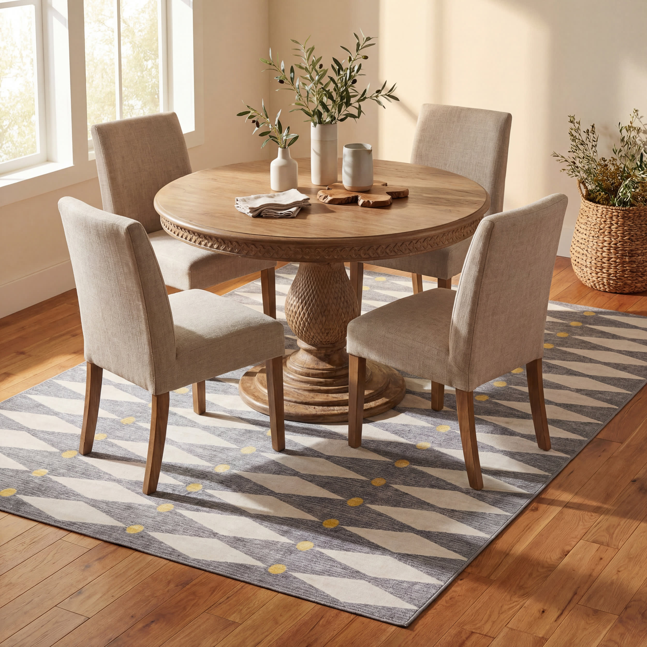 Vanu Diamond Washabe Rug | Grey - Image 7
