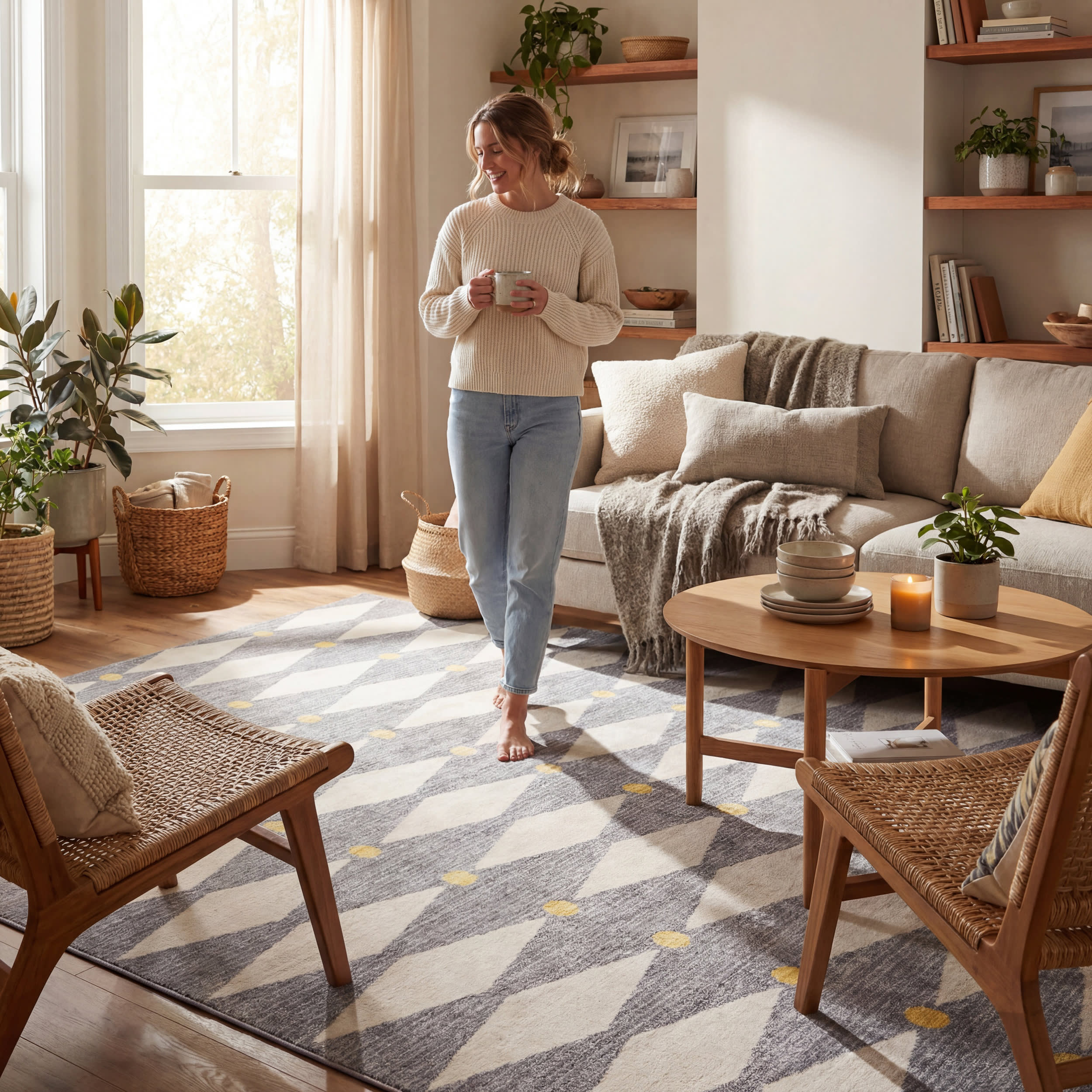 Vanu Diamond Washabe Rug | Grey - Image 9