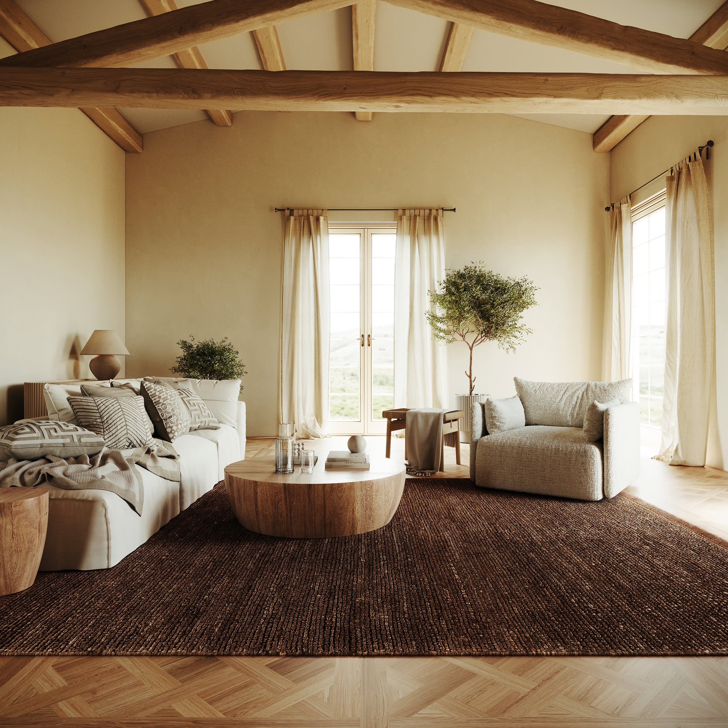 Varnu Textured Handmade Jute Rug | Brown - Image 2