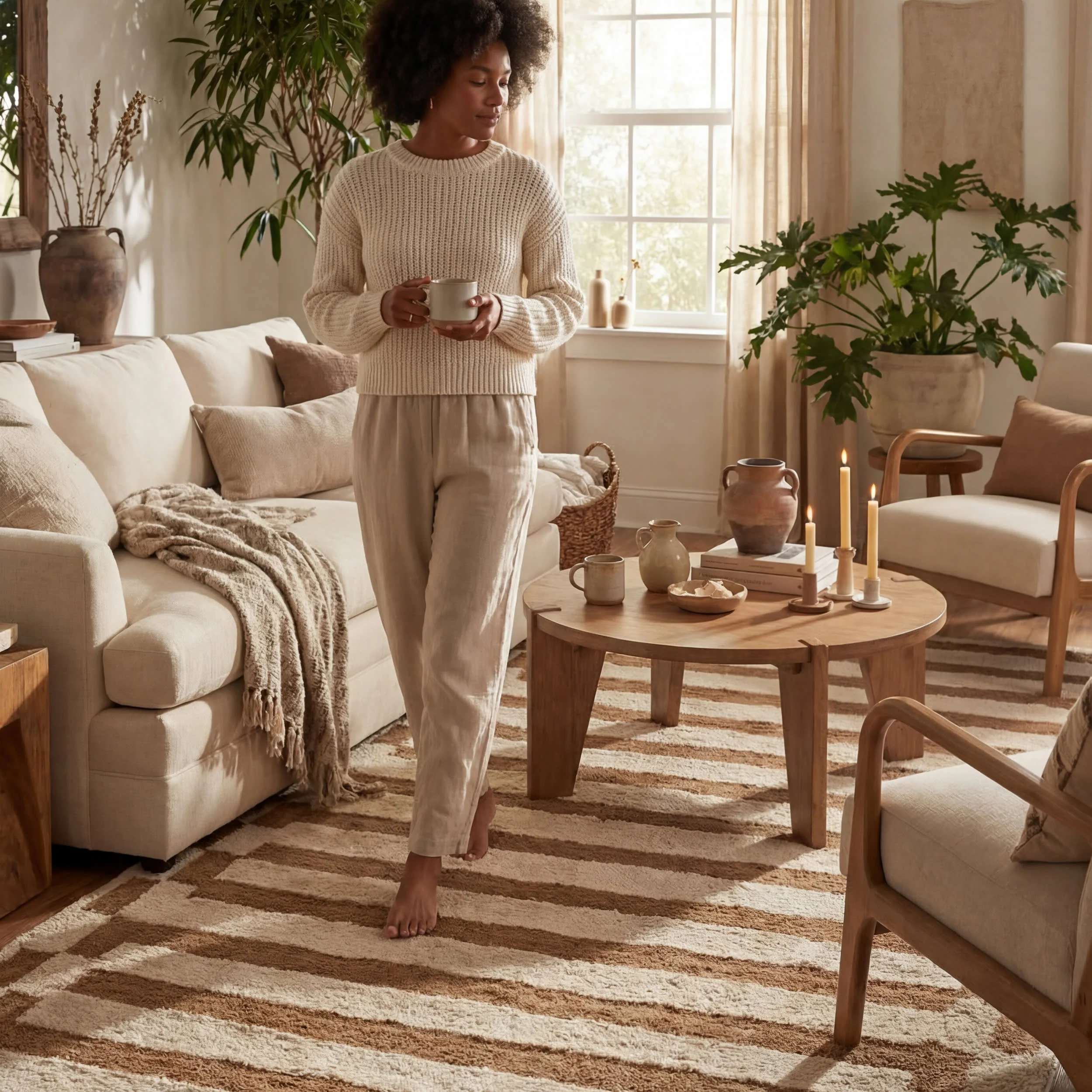 Velaina Handmade Washable Wool Rug | Tan - Image 5