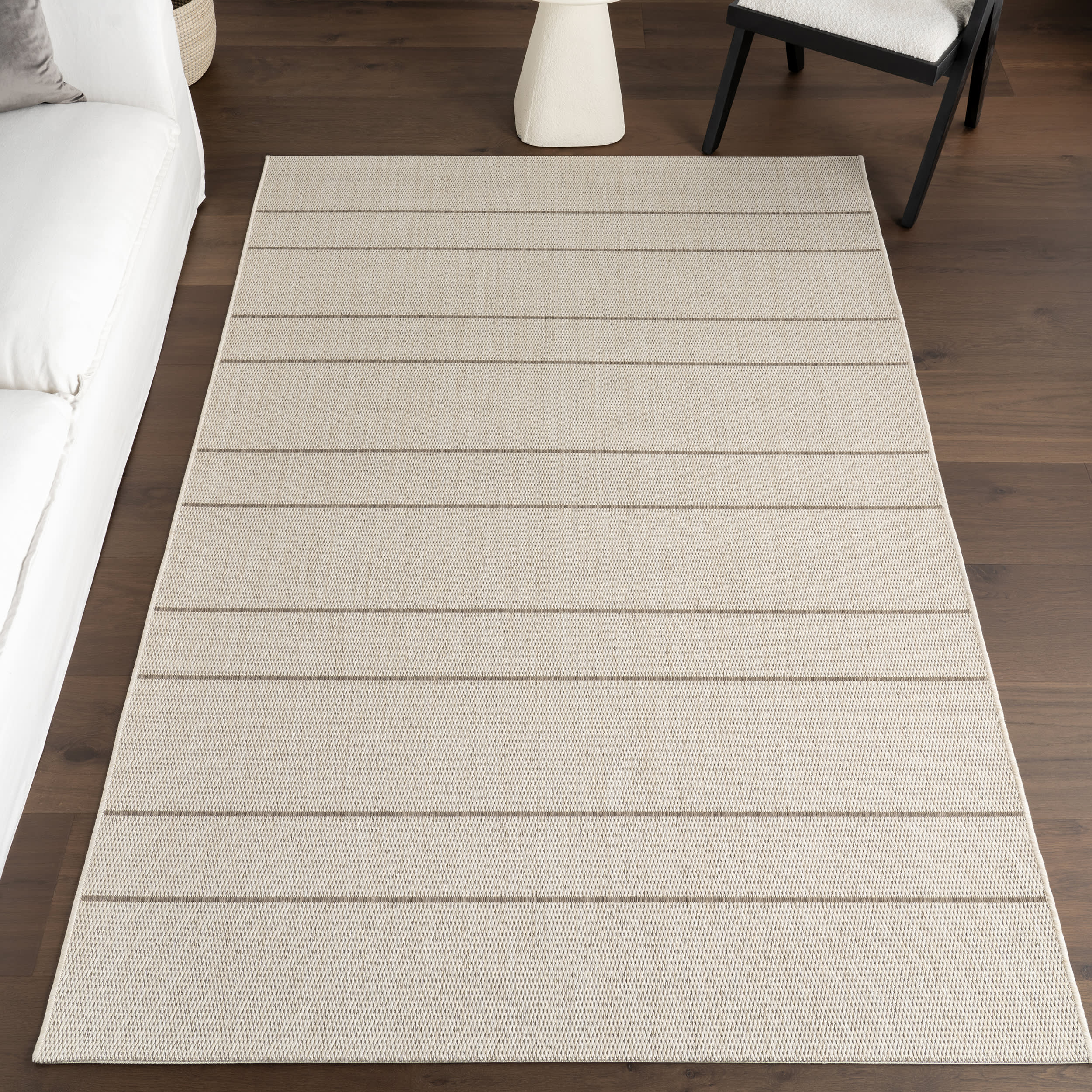 Venetian Pinstripes Indoor/Outdoor Rug | Beige - Image 9