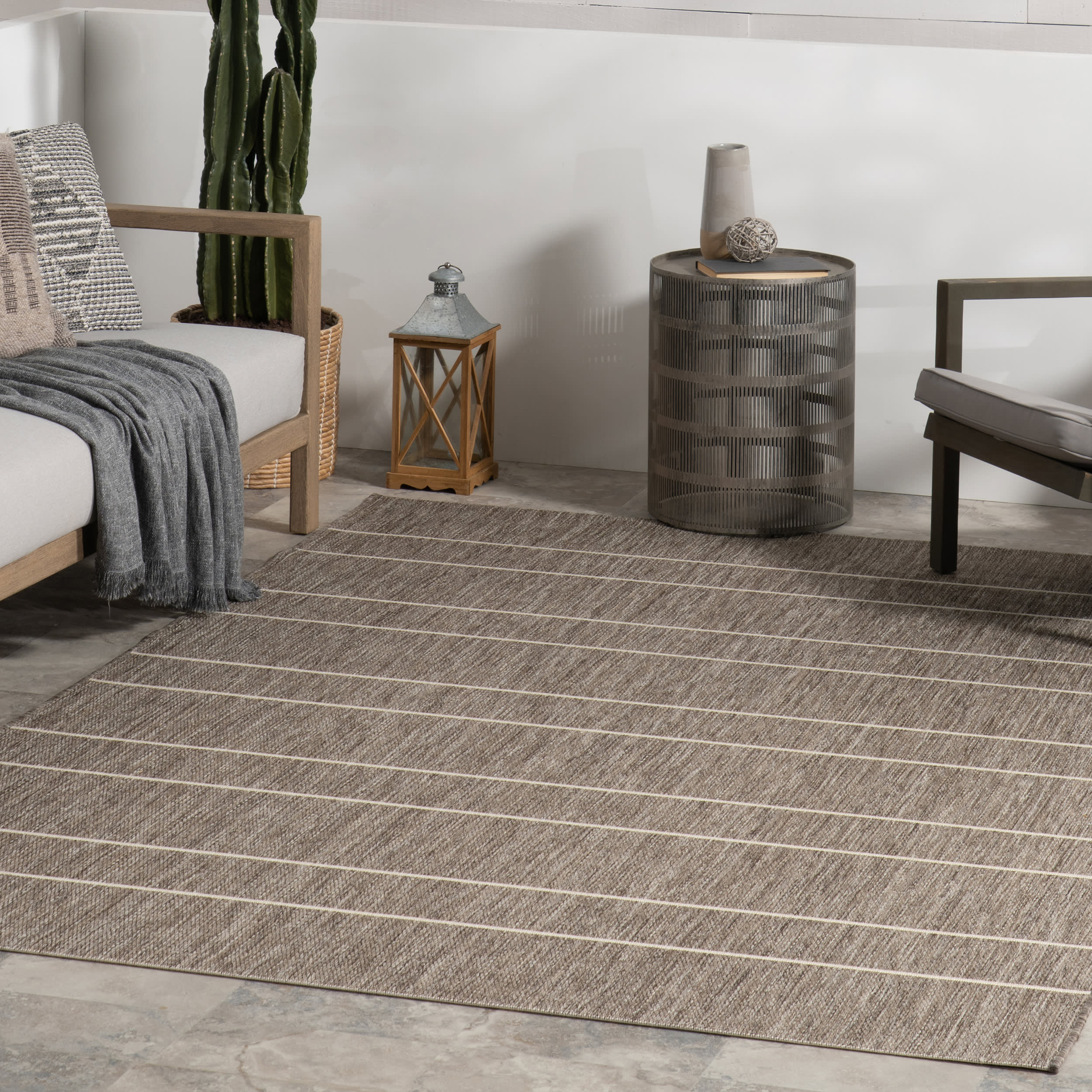 Venetian Pinstripes Indoor/Outdoor Rug | Light Grey - Image 2