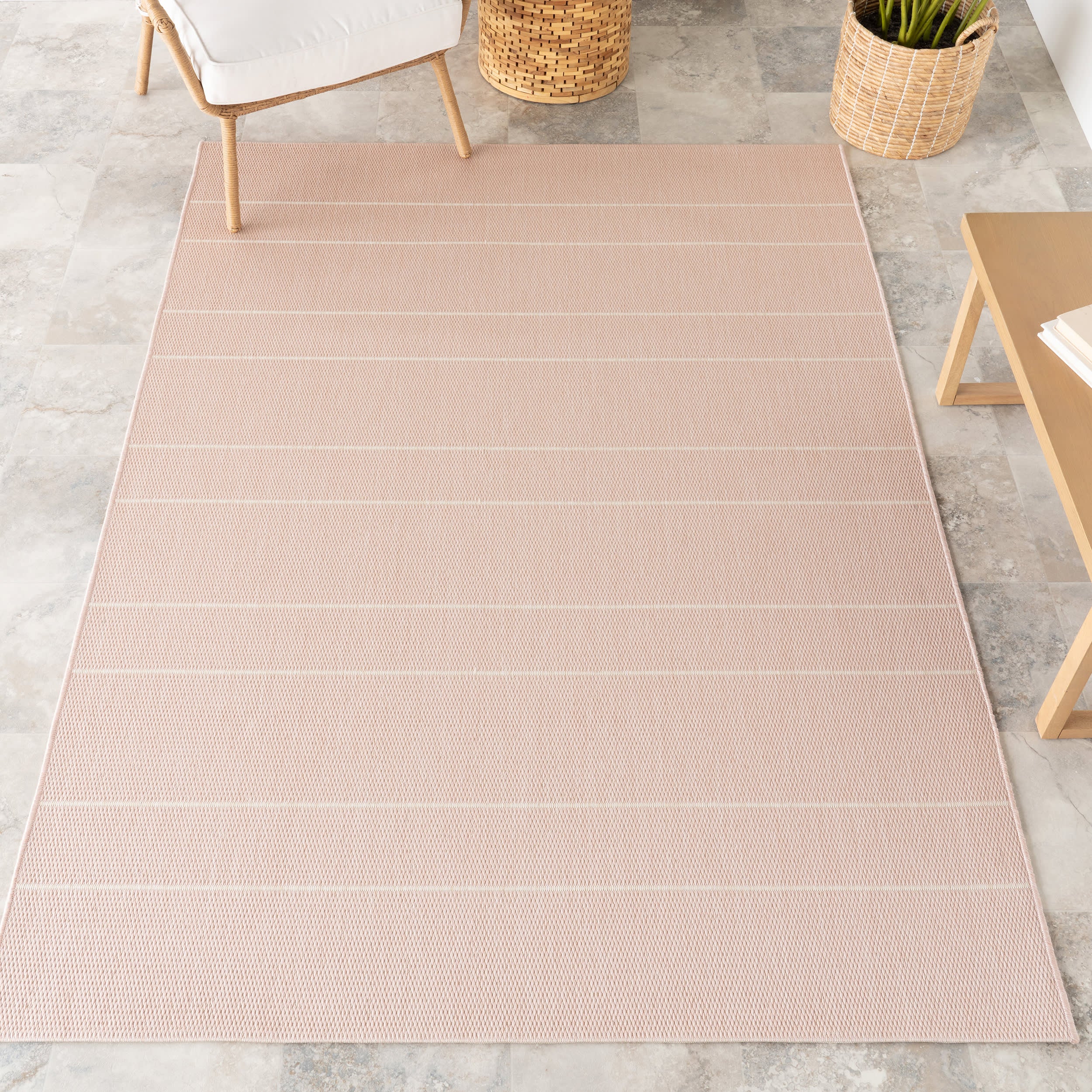 Venetian Pinstripes Indoor/Outdoor Rug | Light Pink - Image 2