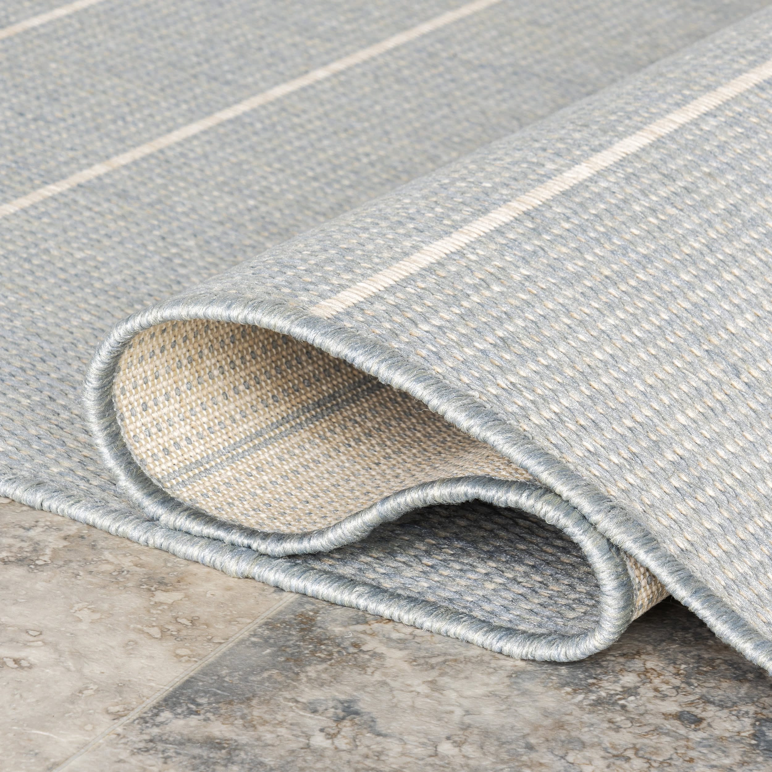 Venetian Pinstripes Indoor/Outdoor Rug | Slate Blue - Image 10