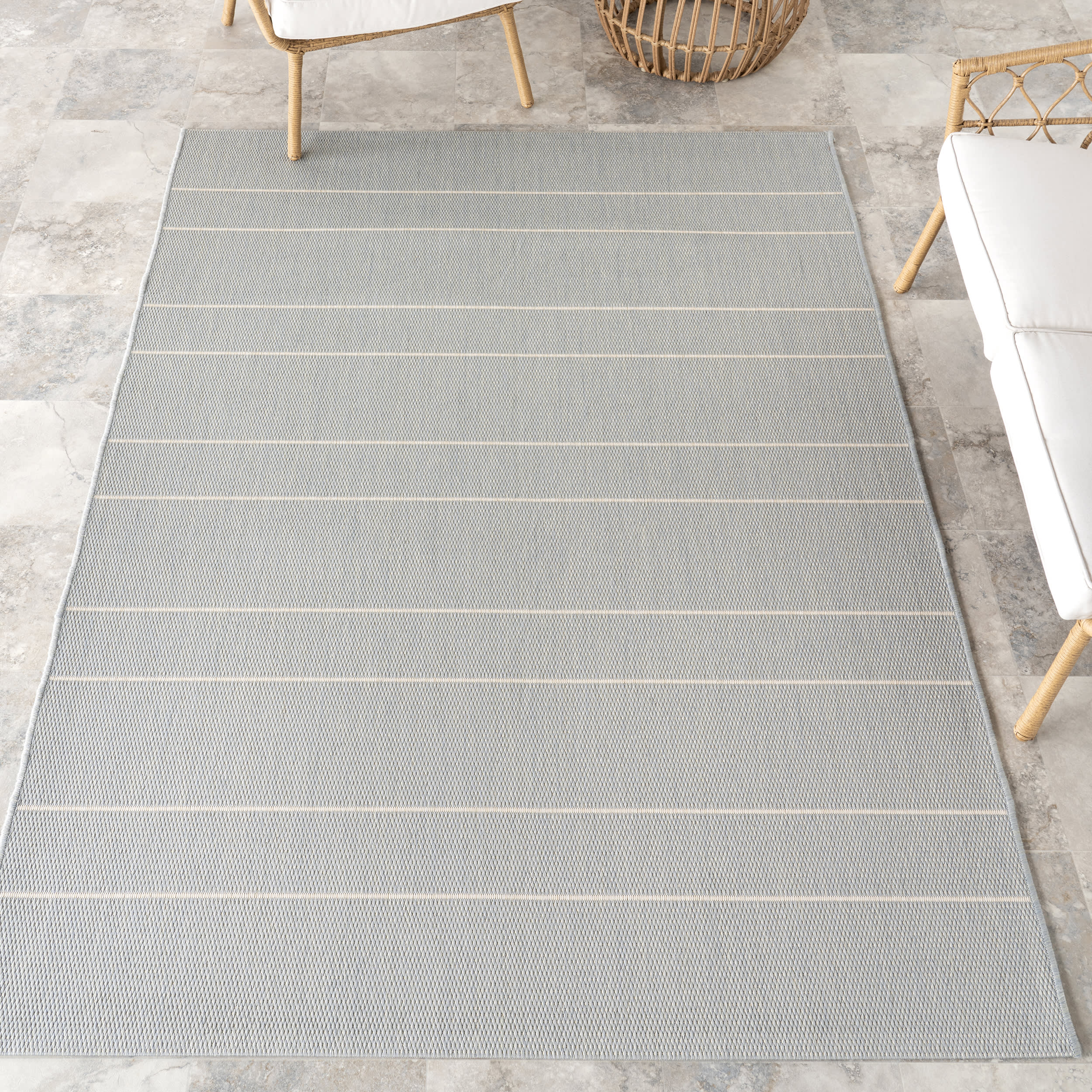 Venetian Pinstripes Indoor/Outdoor Rug | Slate Blue - Image 2