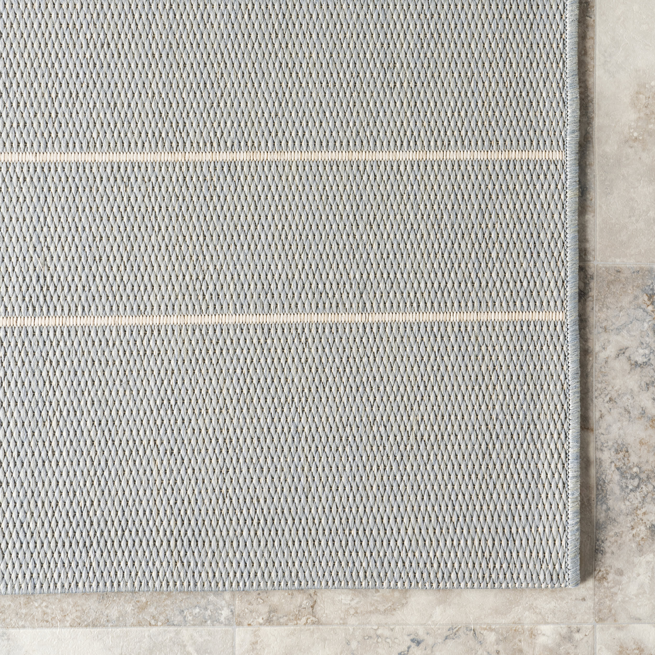 Venetian Pinstripes Indoor/Outdoor Rug | Slate Blue - Image 4