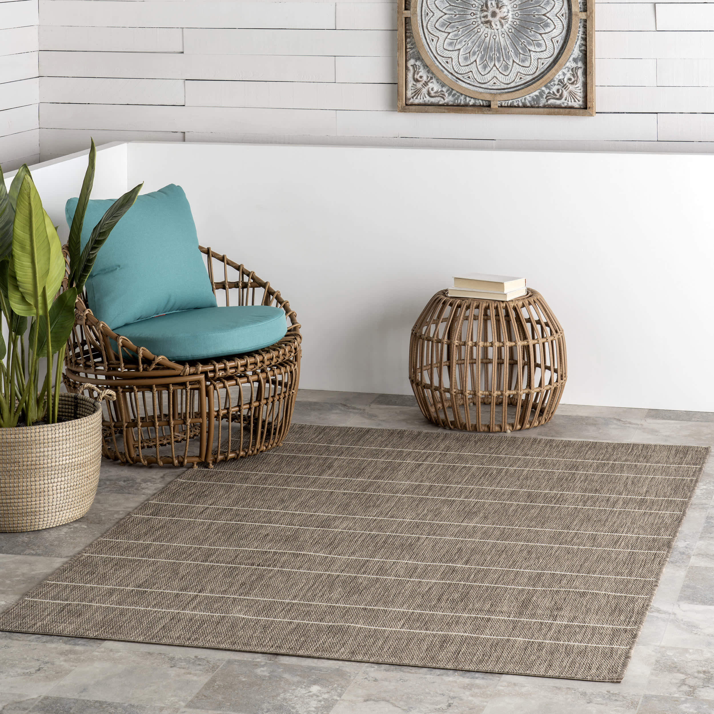 Venetian Pinstripes Indoor/Outdoor Rug | Taupe - Image 2